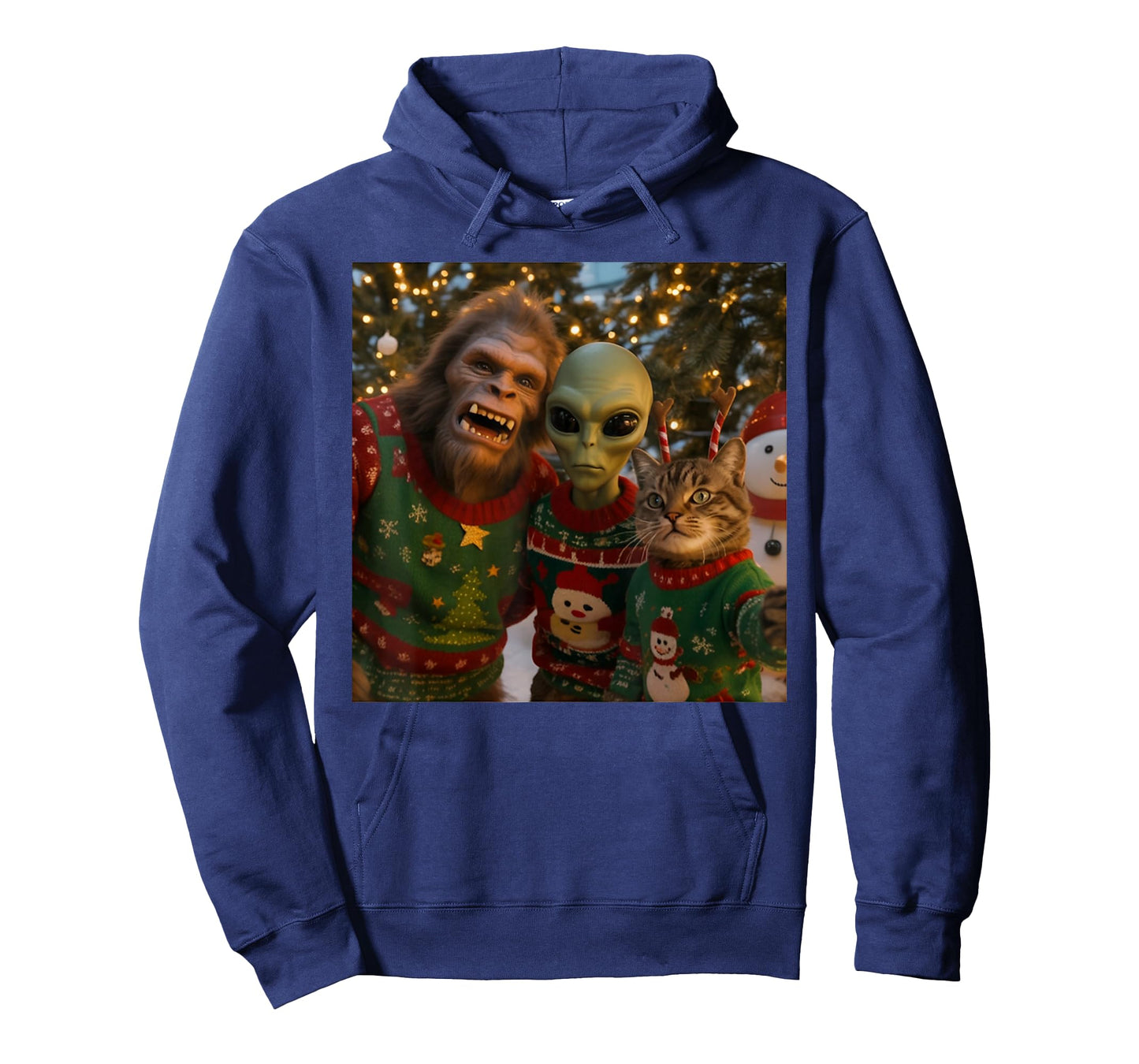 Funny Christmas Cat Selfie with Alien Ugly Sweater T-Shirt