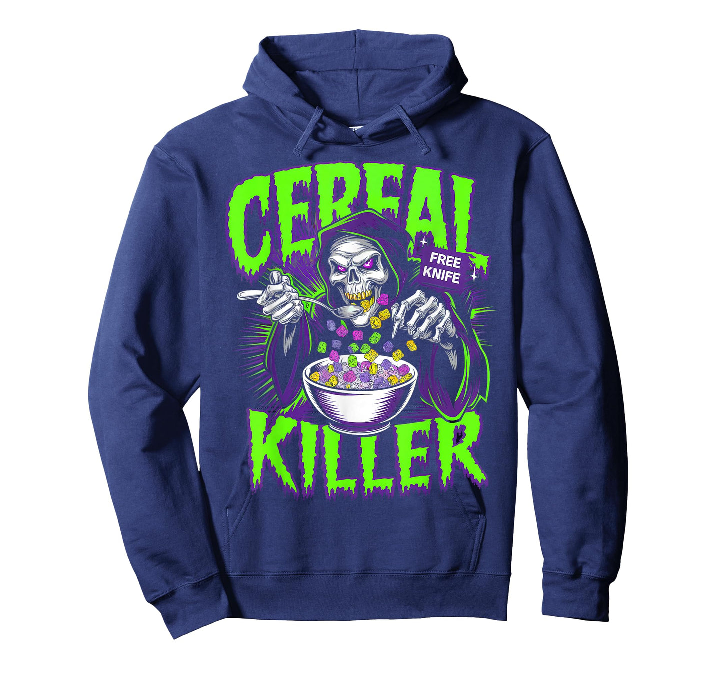 Funny Horror Movies And Cereals Lovers Apparel Unisex-Adults Cereal Killer True Crime Lover Grim Reaper Halloween T-Shirt Black Small