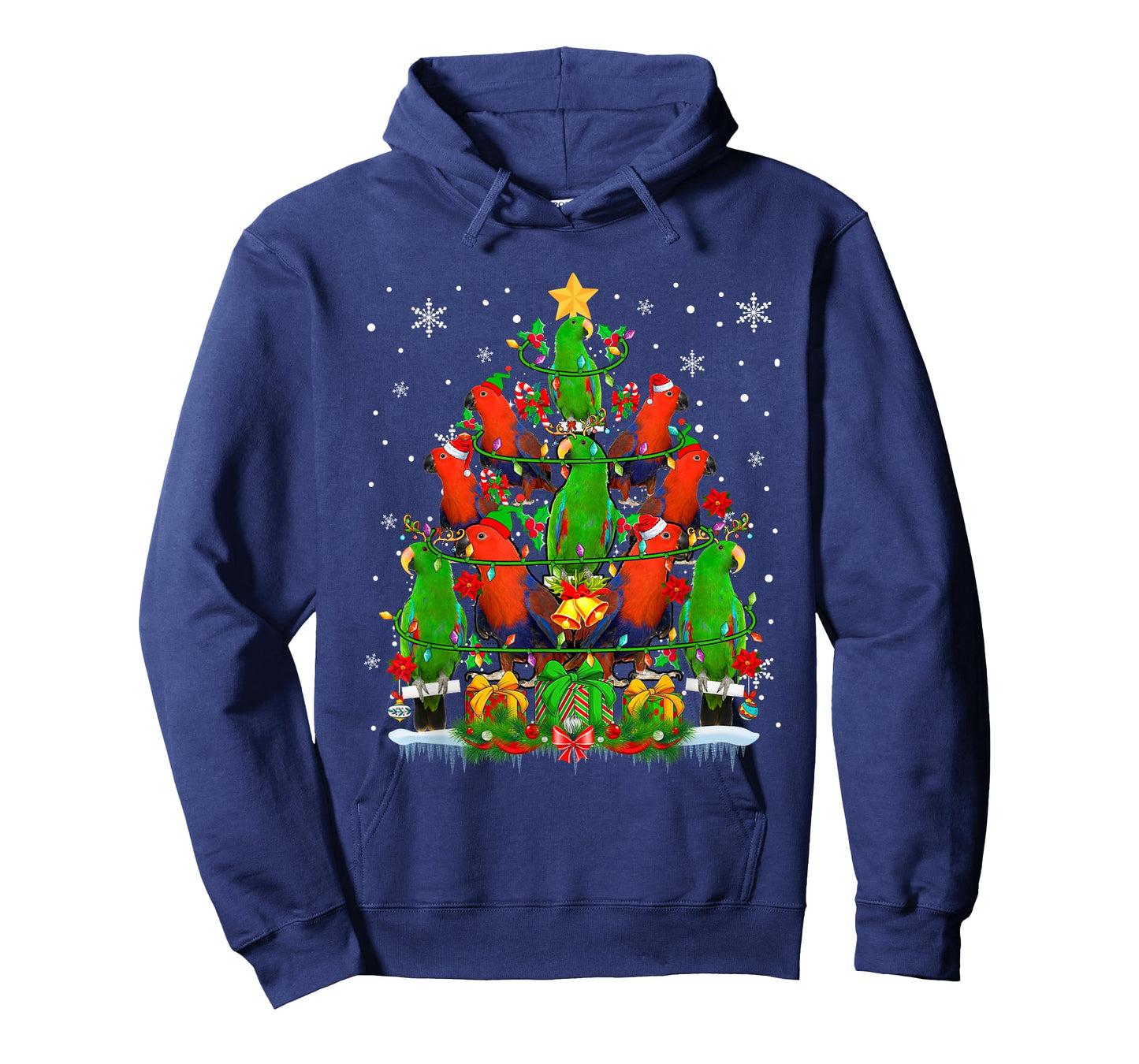 Santa Reindeer Elf Eclectus Parrots Christmas Tree Lover T-Shirt