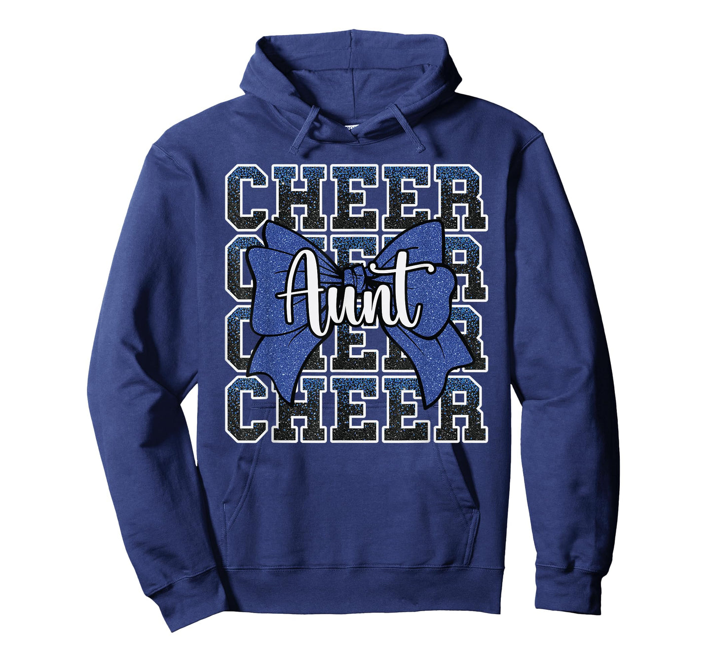 Cheer Aunt Auntie Bow Sport Cheerleader Cheerleading Blue T-Shirt