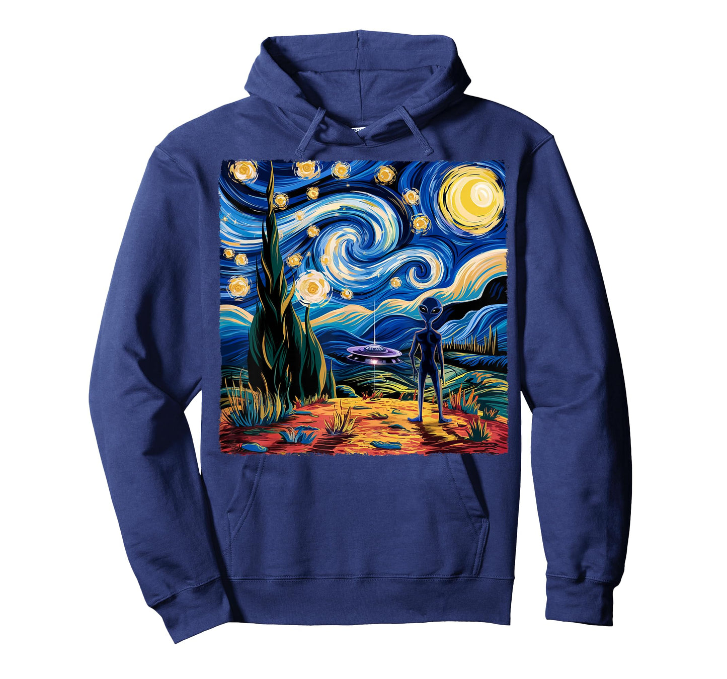 Alien Van Gogh Starry Night UFO Gifts For Men Women Boys Kid T-Shirt