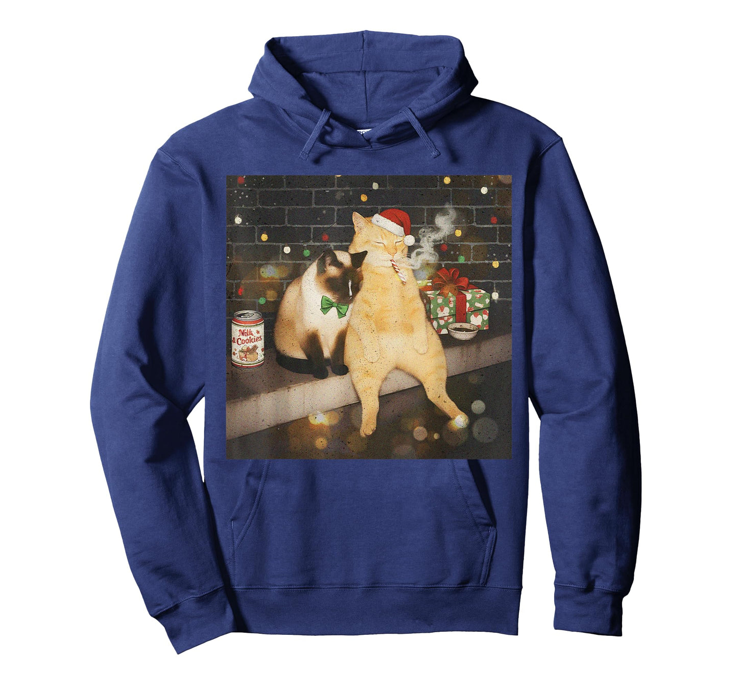Christmas Smoking Cat Funny Candy Cane Cat Santa Meme Animal T-Shirt