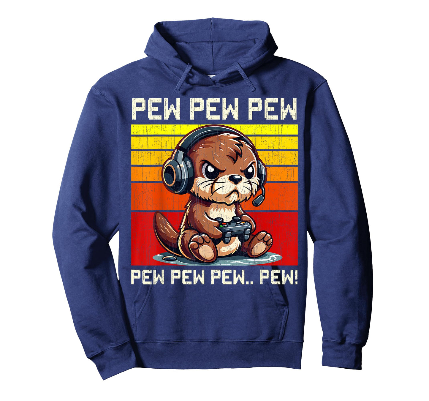 Otter Gamer Pew Funny Video Games Vintage Boys Men Girls T-Shirt