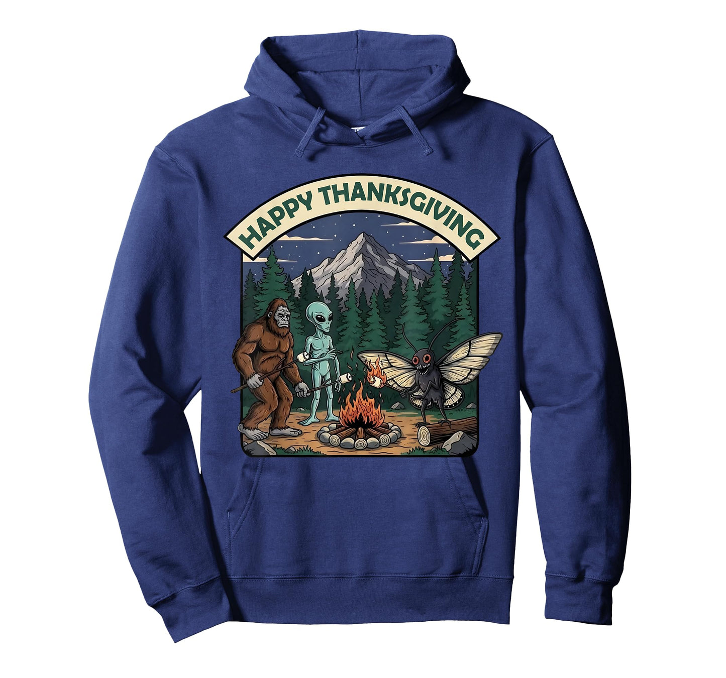 Happy Thanksgiving Shirt Men Bigfoot Alien Mothman Sasquatch T-Shirt