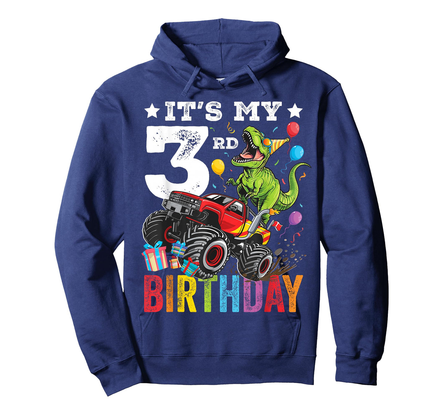 Three 3rd Birthday Dinosaur Monster Truck T-Shirt