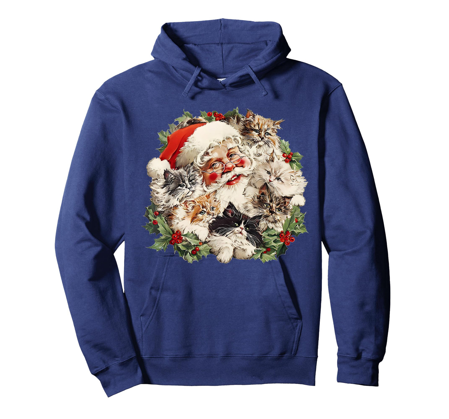 Funny Vintage Santa Claus and Kittens Cats Christmas Wreath T-Shirt