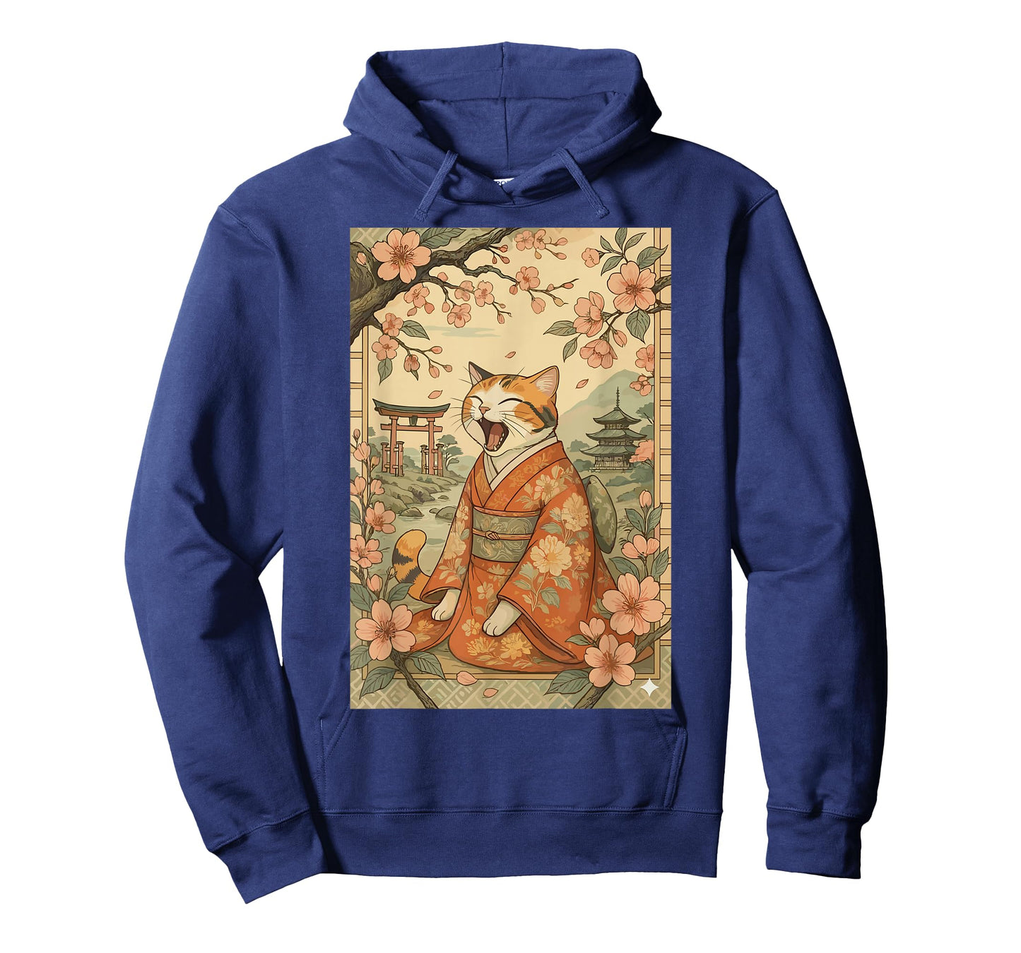 Funny Cat Shirt in Kimono Cherry Blossom Japanese Art T-Shirt