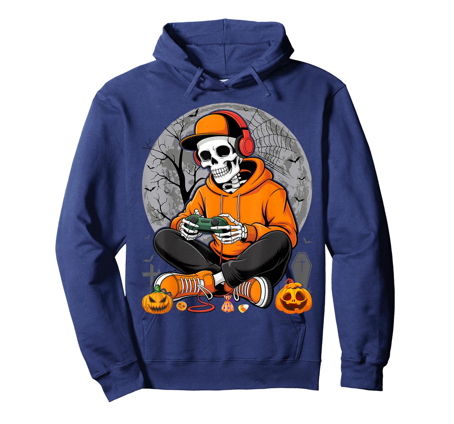 Gaming Skeleton Halloween Funny Gamer Boys Kids Men T-Shirt