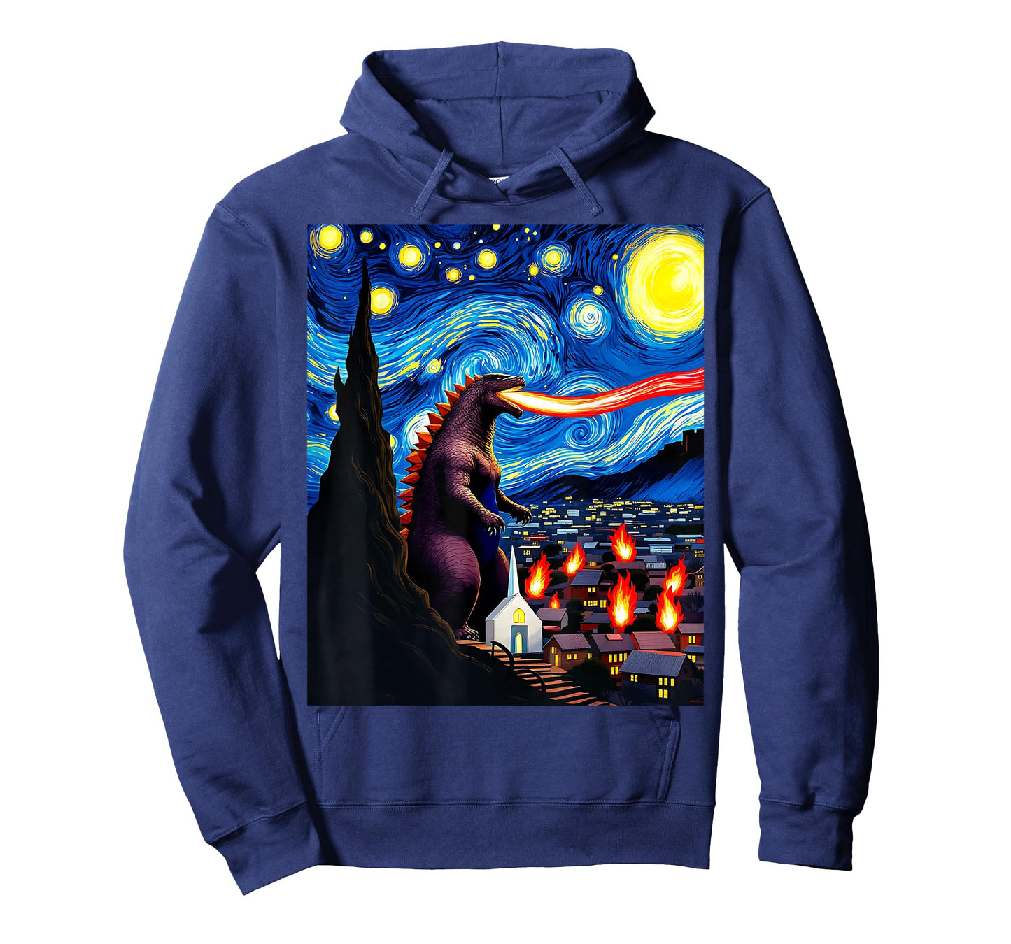 Kaiju Monster Van Gogh Starry Night Inspired Design T-Shirt