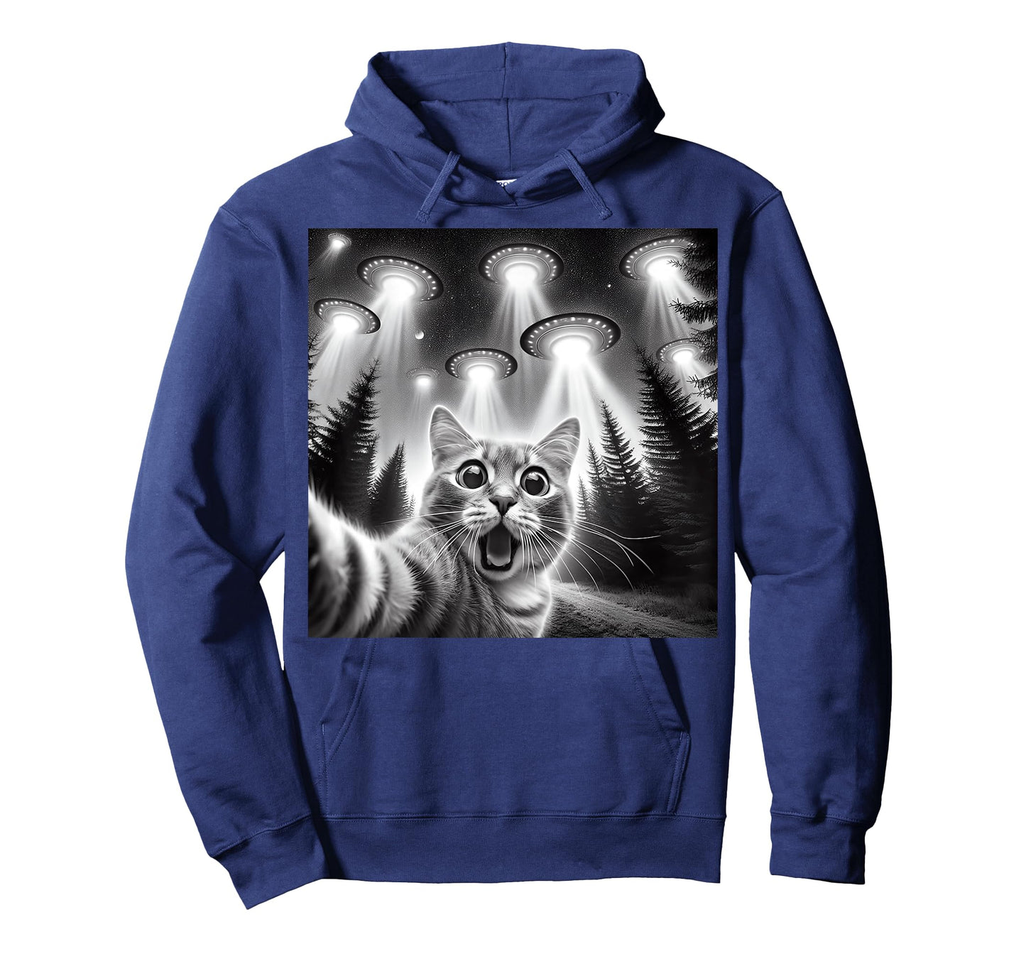 Funny Cat Alien UFO Encounter Sci-Fi Selfie T-Shirt