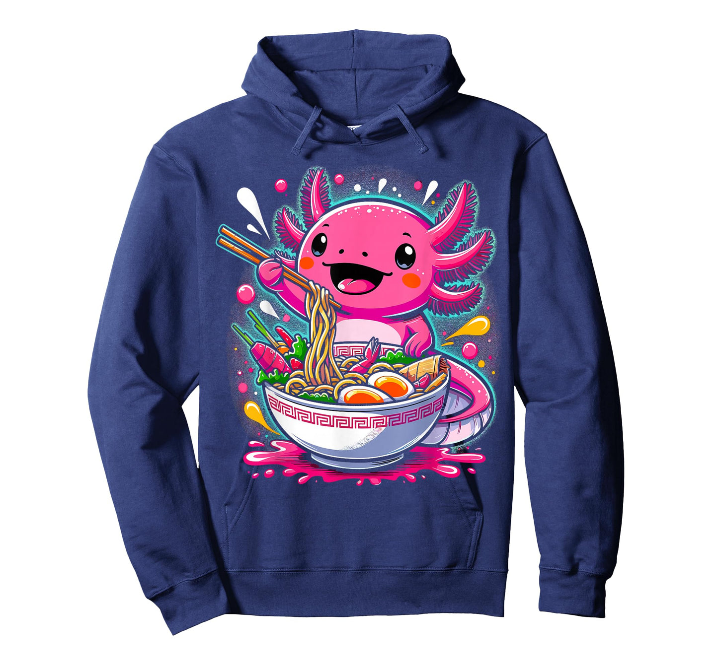Kawaii Axolotl Eating Ramen Noodles Axolotls T-Shirt