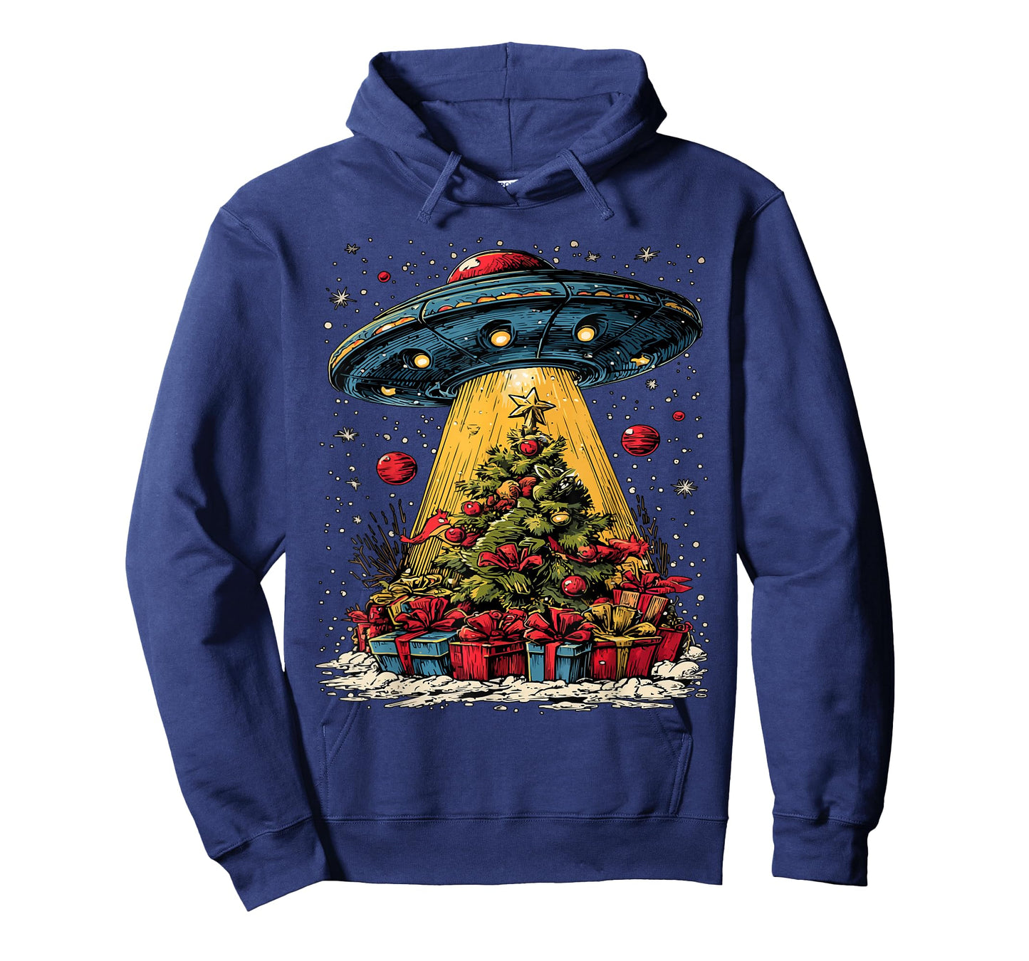 Funny Christmas Tree and UFO Snowflakes Alien Lovers Snowy T-Shirt