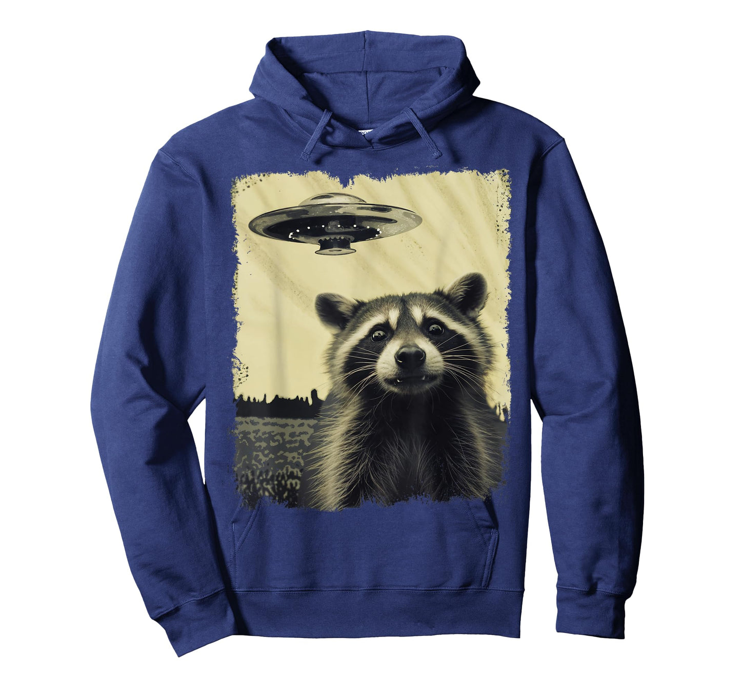 Racoon with UFO Retro Vintage Uncanny Alien UFO T-Shirt