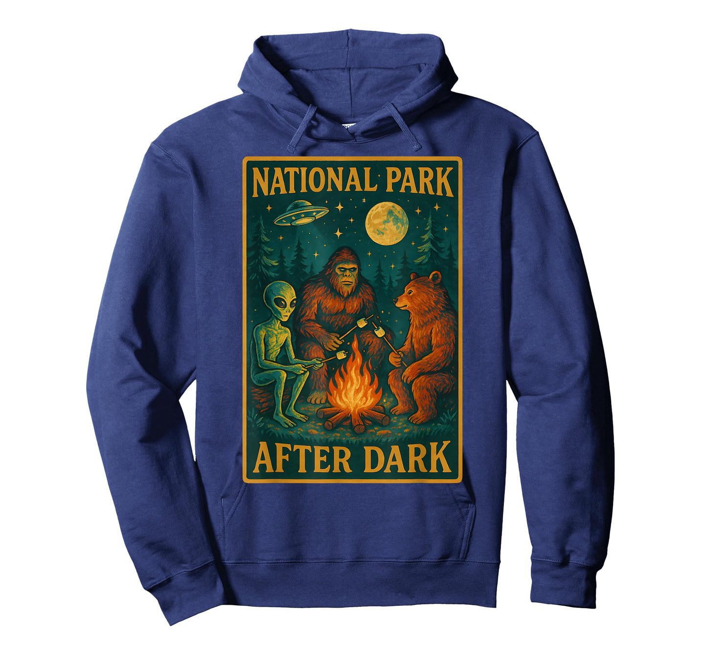 National Park After Dark Alien Bigfoot Bear Camping T-Shirt