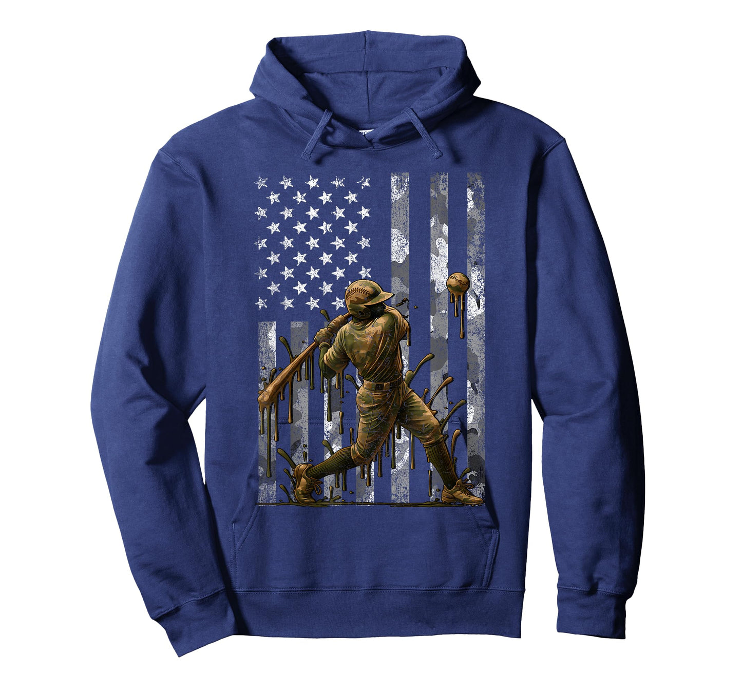 Patriotic Baseball American Flag Camo 4th Of July Mens Boys T-Shirt