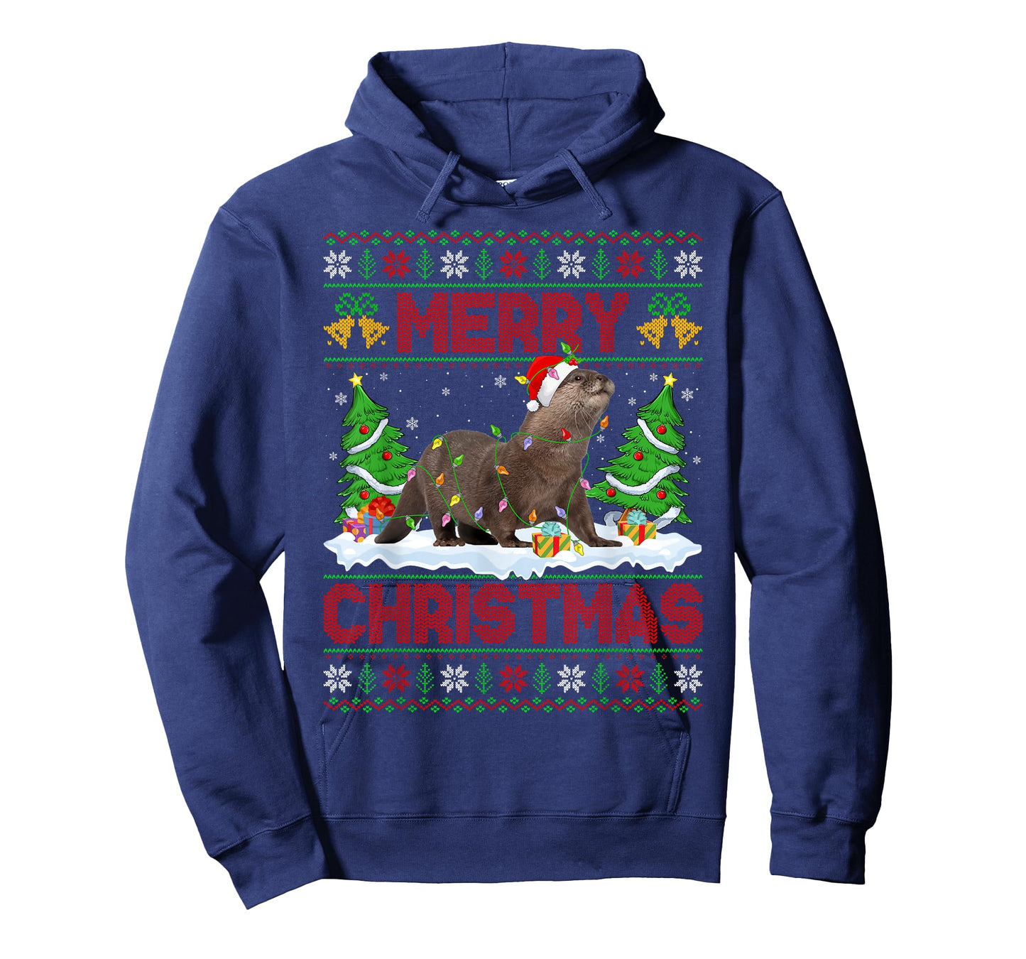Otter Ugly Xmas Sweater Funny Otter Animal Lights Christmas T-Shirt