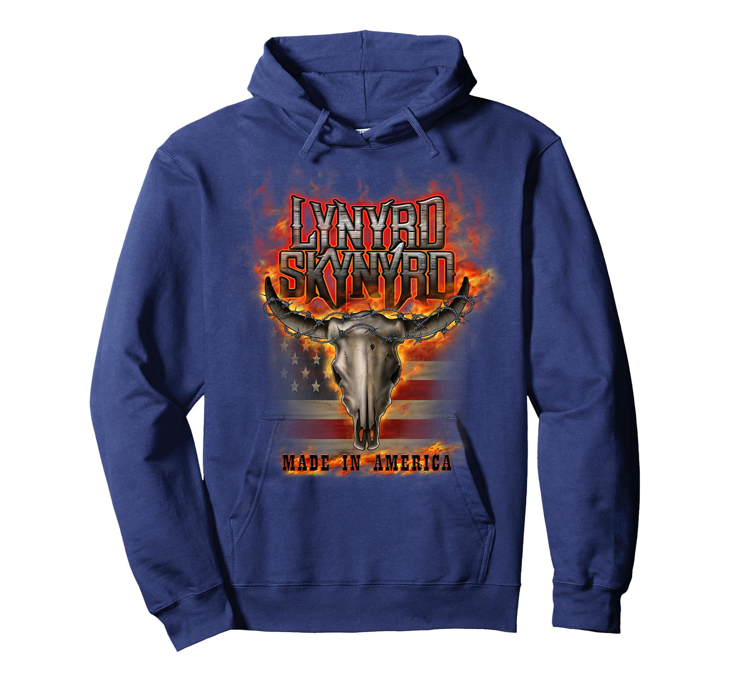 Lynyrd Skynyrd America Flag Steer Skull Rock Band 70s Gifts T-Shirt