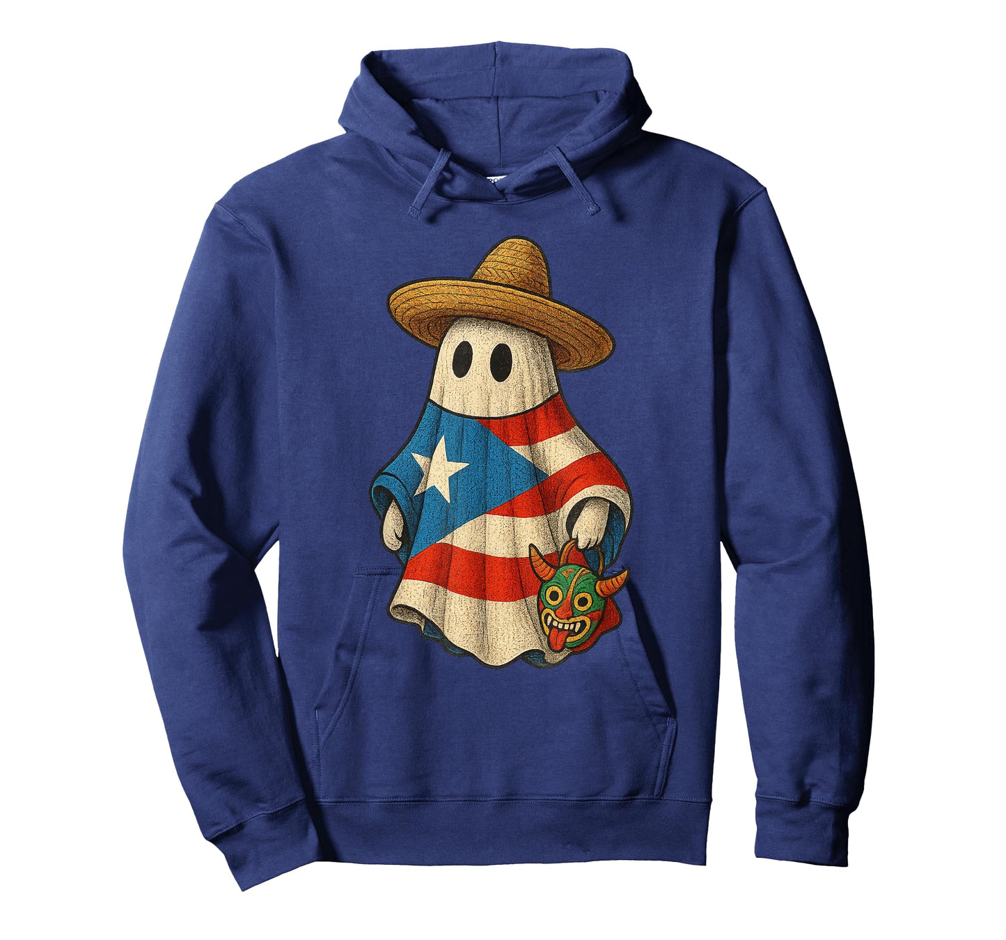 Halloween Puerto Rican Ghost with Pava Hat & Vejigante Mask T-Shirt