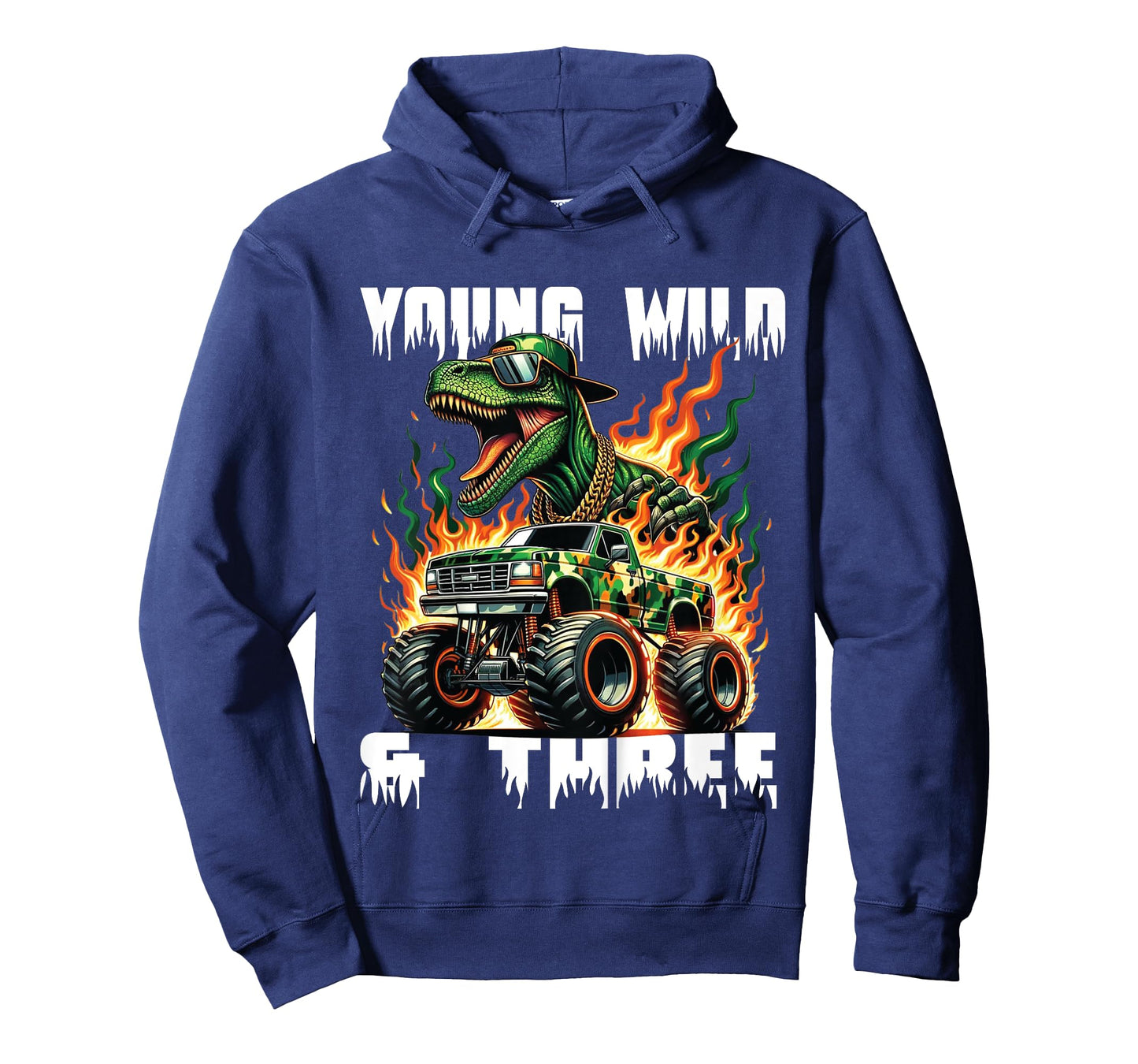 Kids Kids 3rd Birthday Monster Truck Young Wild and Three 3 Year T-Shirt