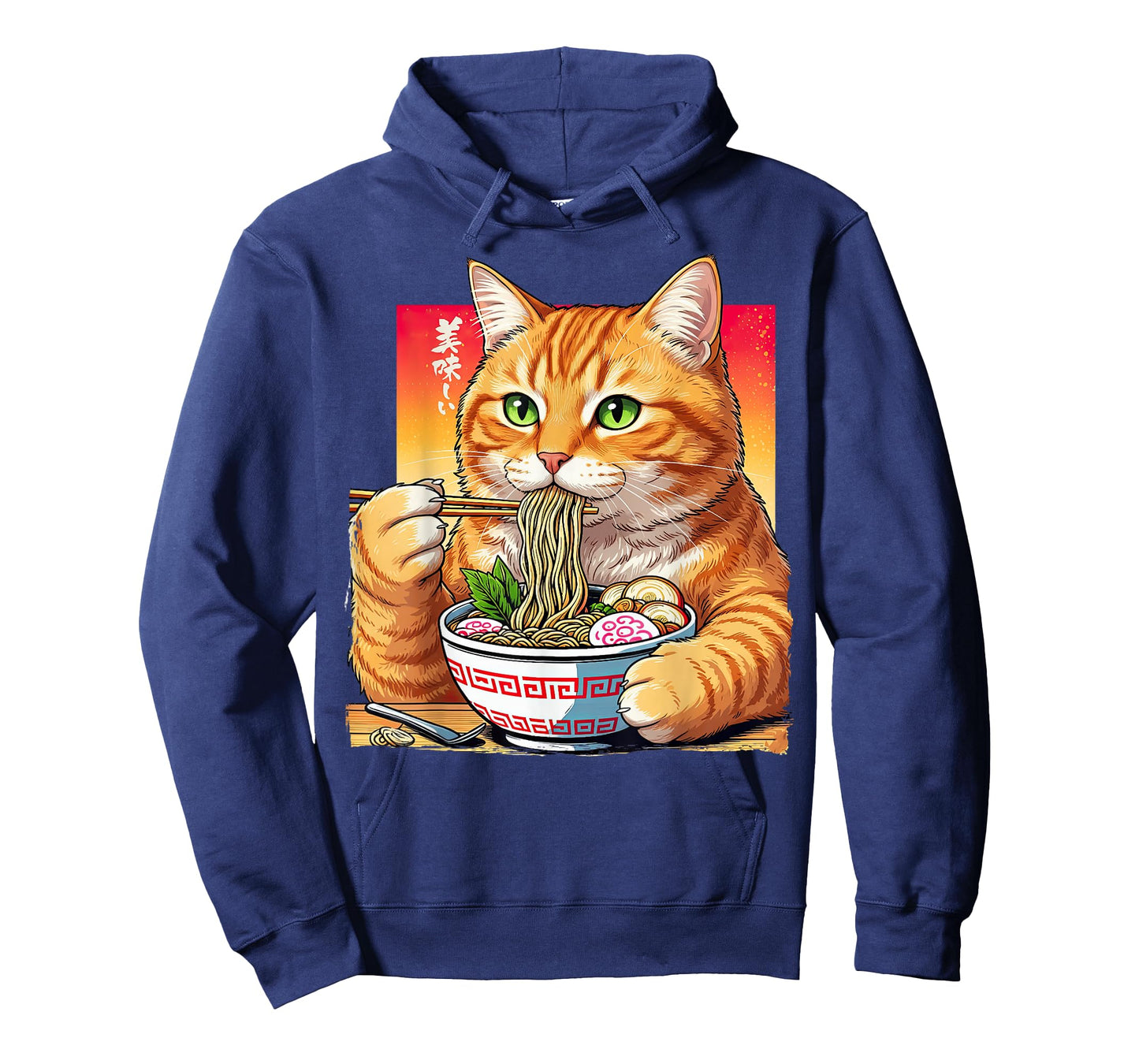 Cat Eating Ramen Noodles Funny Japanese Anime Lovers T-Shirt