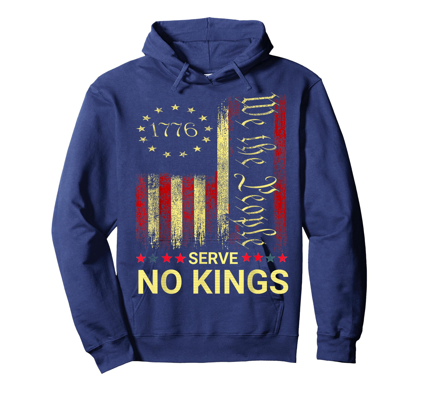 No Kings in America Since 1776 Distressed USA Flag Vintage T-Shirt