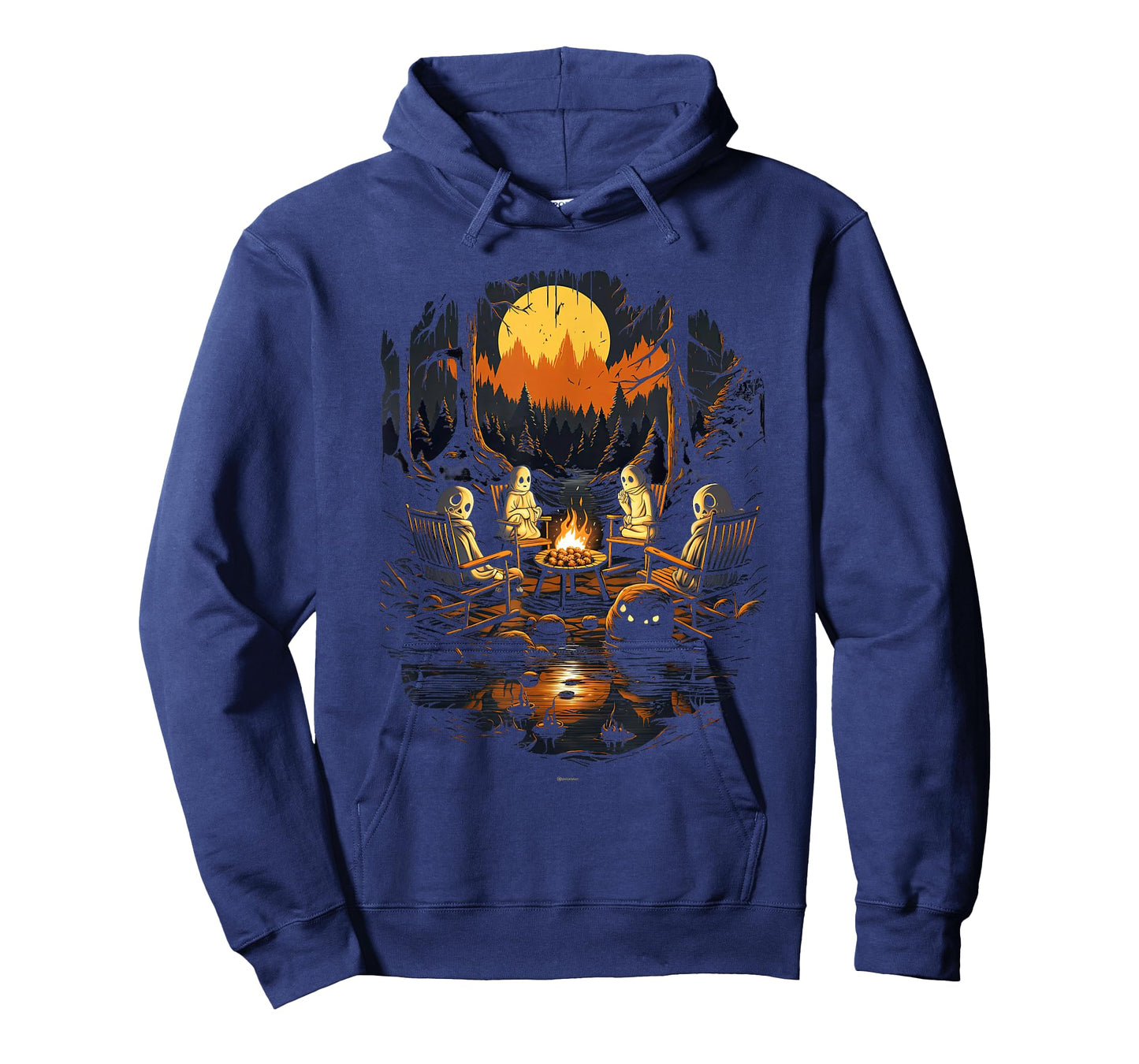 Vintage Ghost and Skeleton by Fire Camping Gothic Halloween T-Shirt