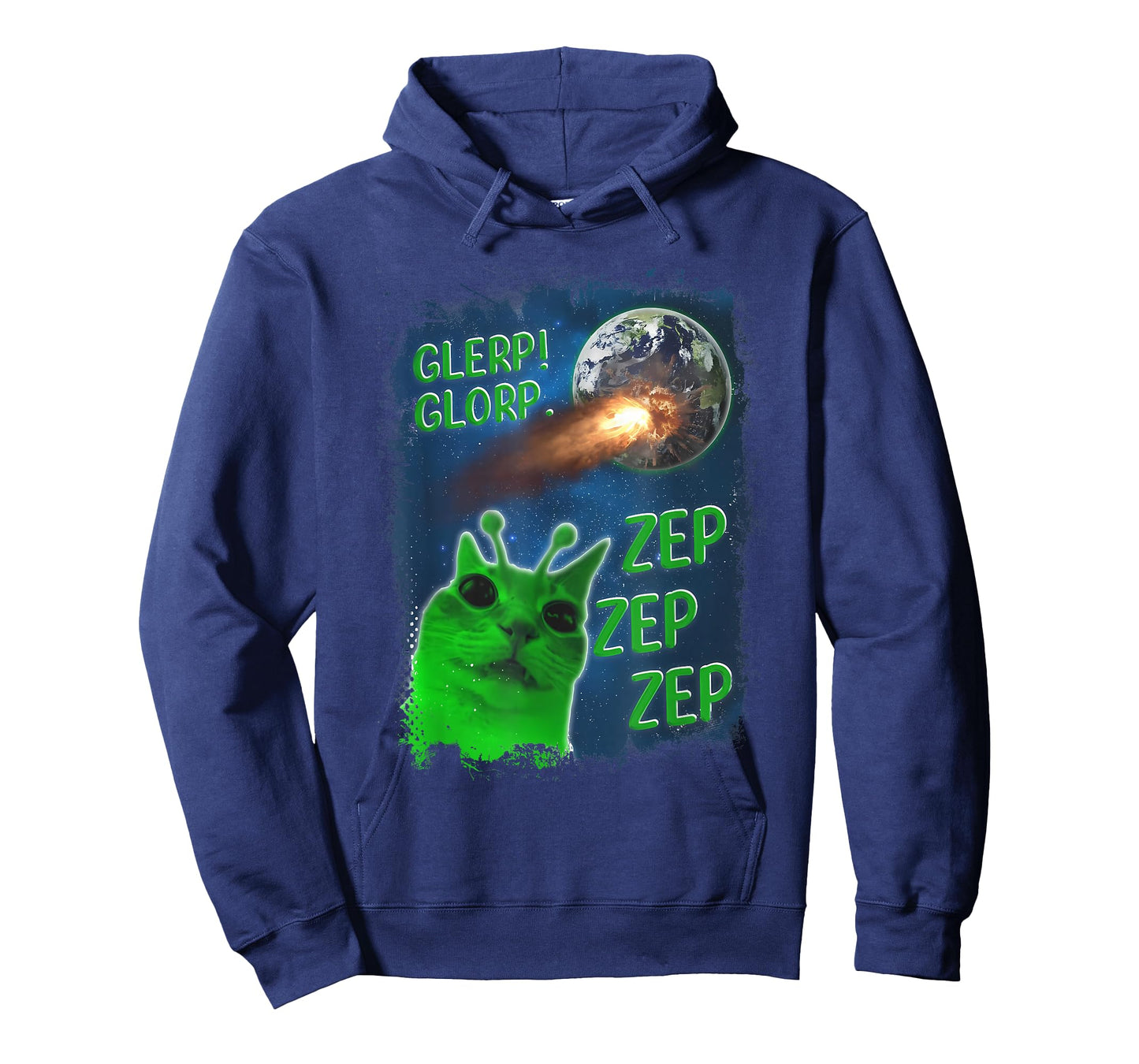 Funny Alien Cat Meme Glerp Glorp Zep Zep Women Men Kid T-Shirt