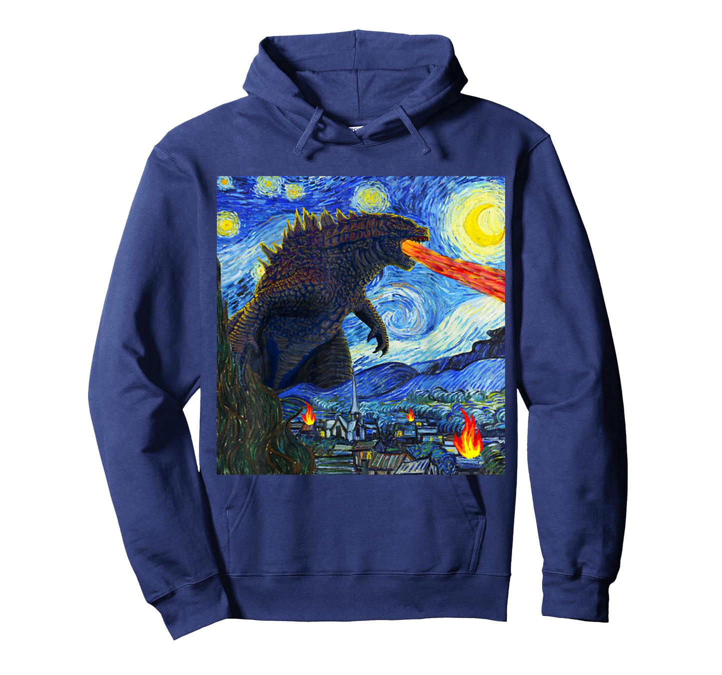 Vintage Japanese Monster Kaiju In Van Gogh Starry Night T-Shirt