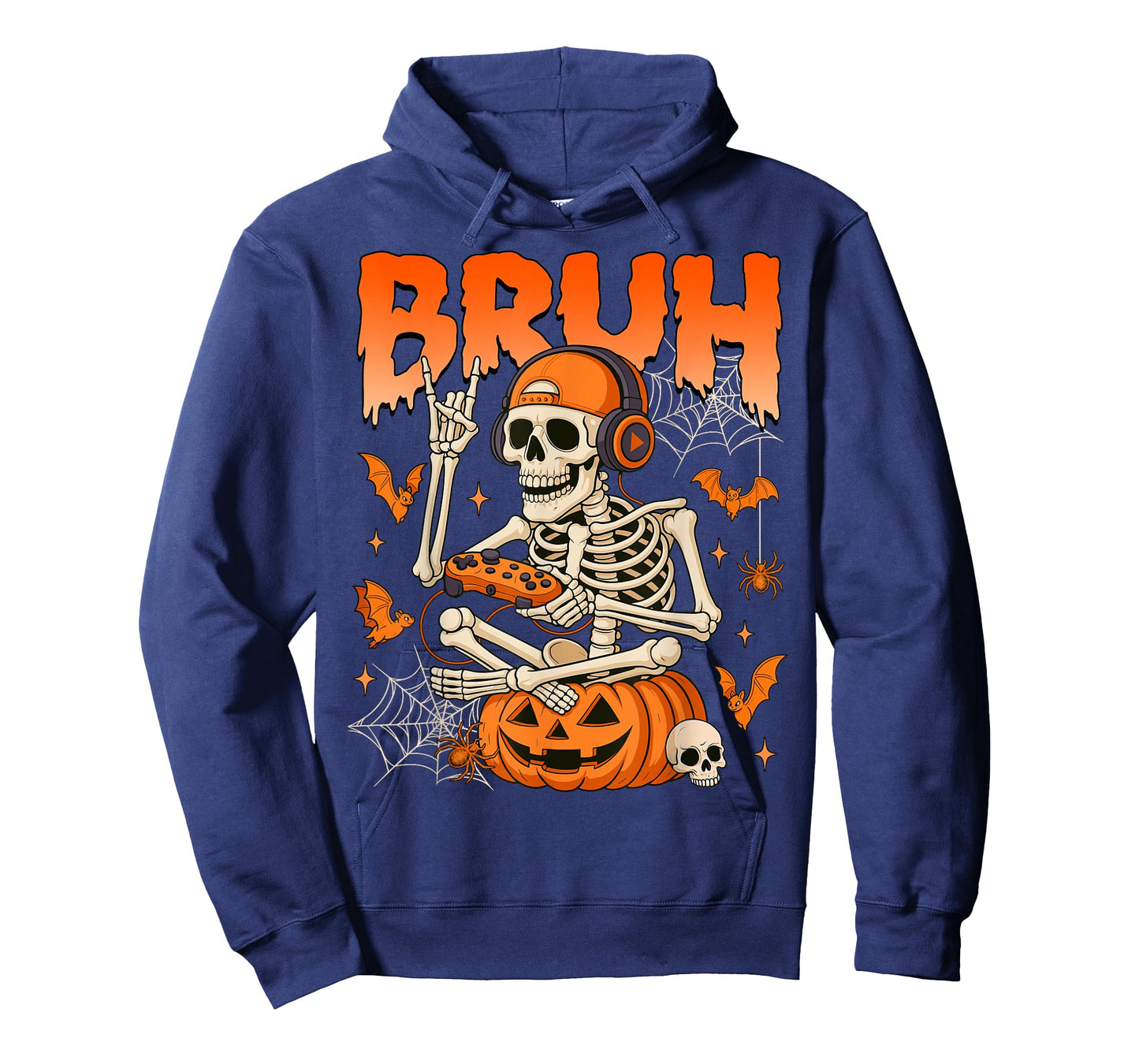 Bruh Halloween Boys Kids Gamer Mens Skeleton Video Gaming T-Shirt