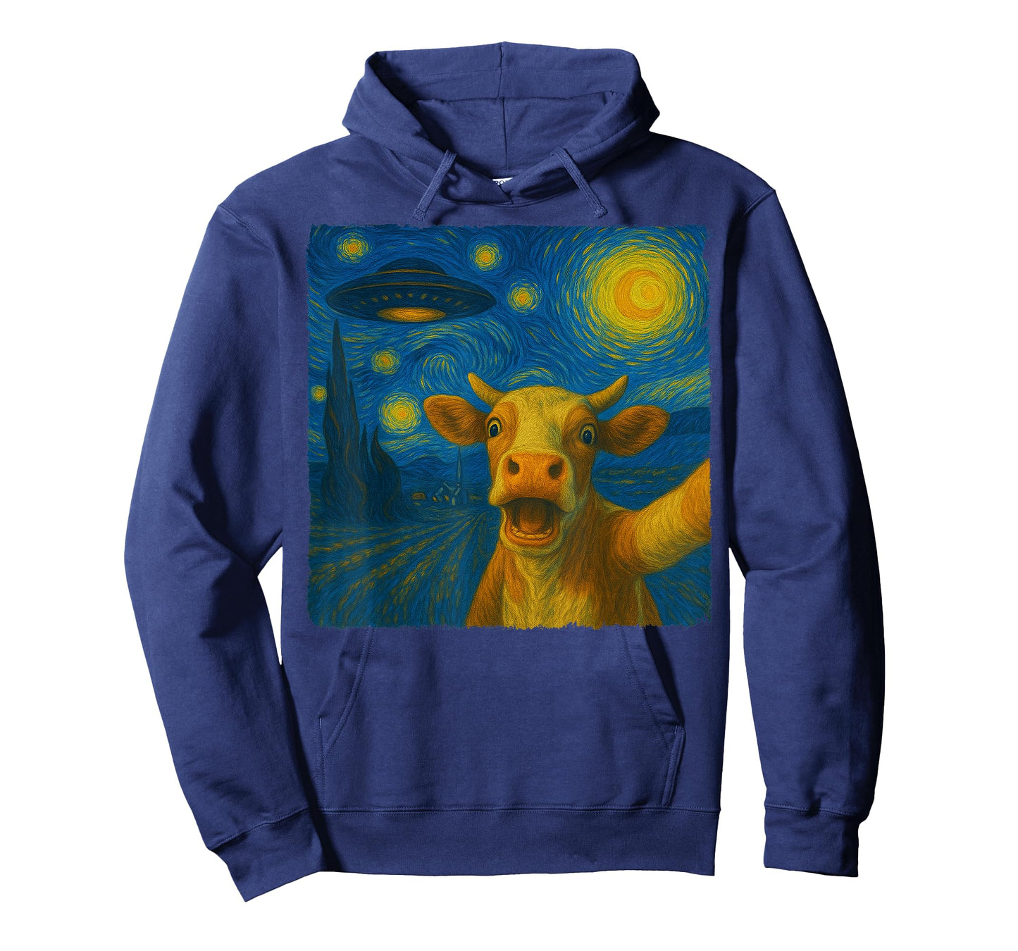 Cow Selfie with UFO Starry Night Van Gogh Gift Men Women Kid T-Shirt