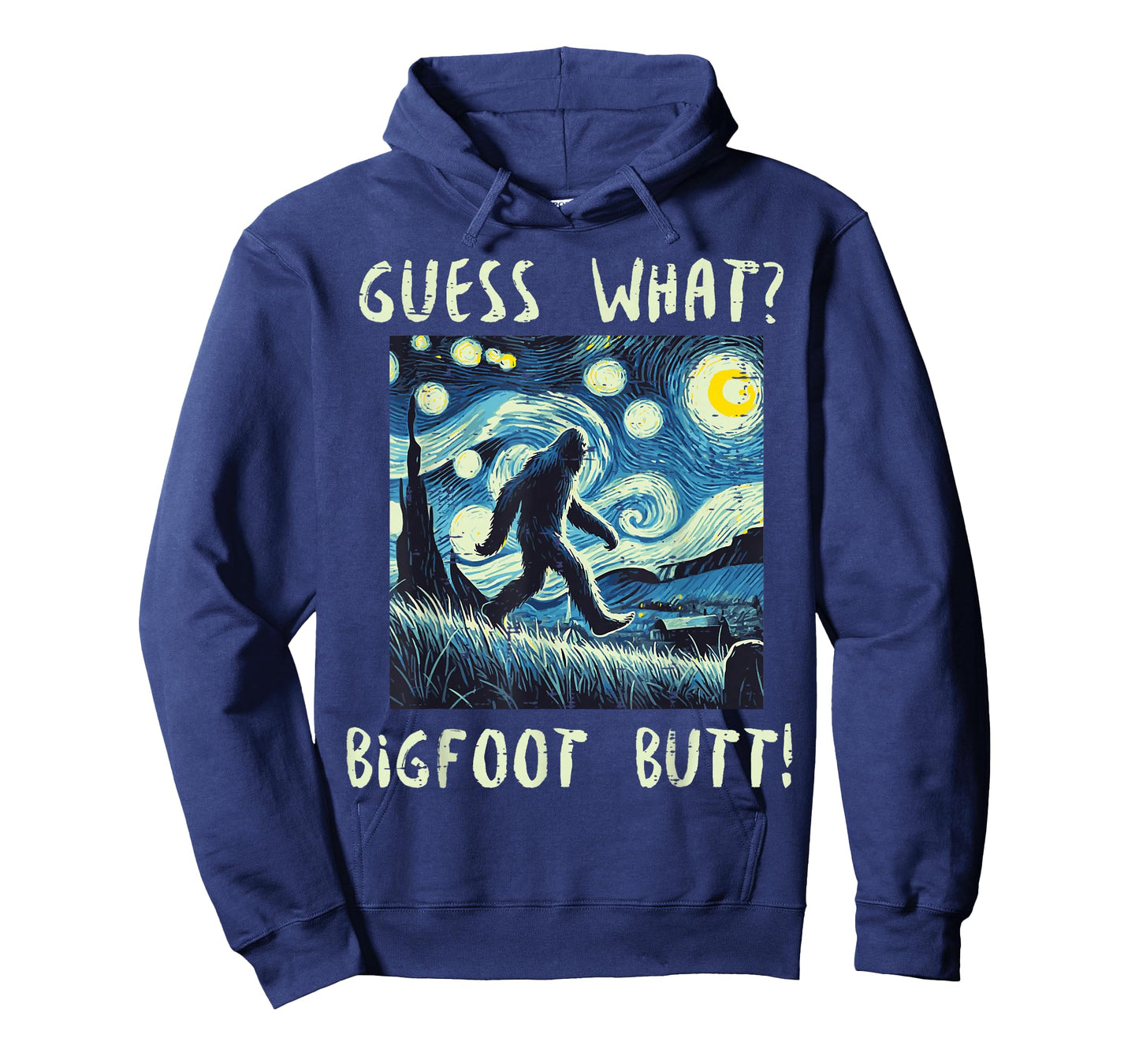 Guess What Bigfoot Starry Night Fun Sasquatch Art Women Men T-Shirt