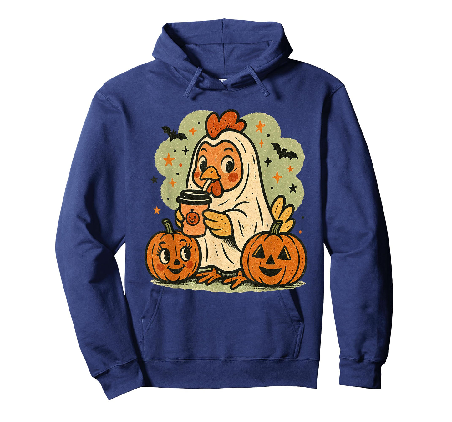 Halloween Chicken Ghost Costume Retro Tee Rooster Coffee T-Shirt