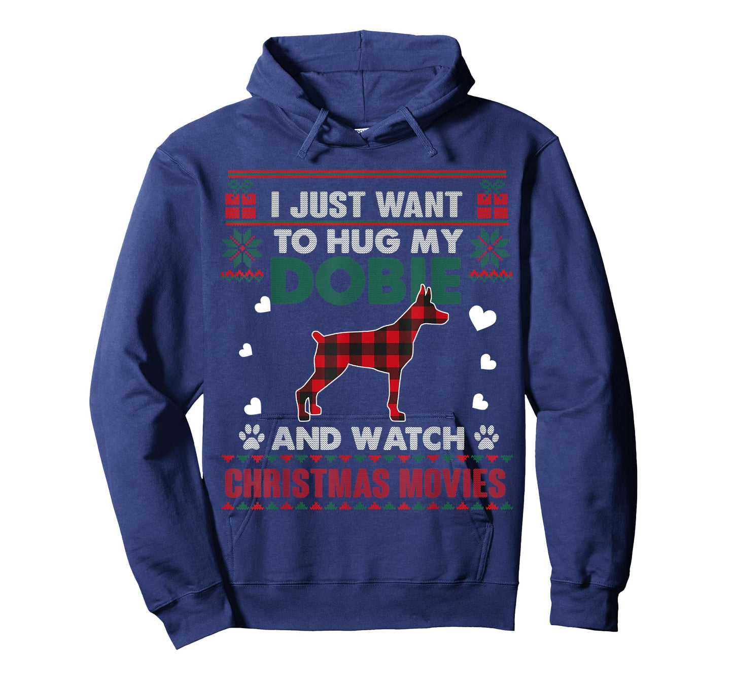 Doberman Dog Owner Christmas Movies Pajama Xmas Ugly Sweater T-Shirt