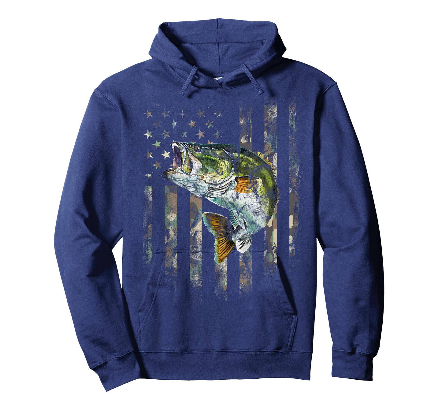 Camo American Flag Bass Fishing Fishermen Patriotic USA Flag T-Shirt