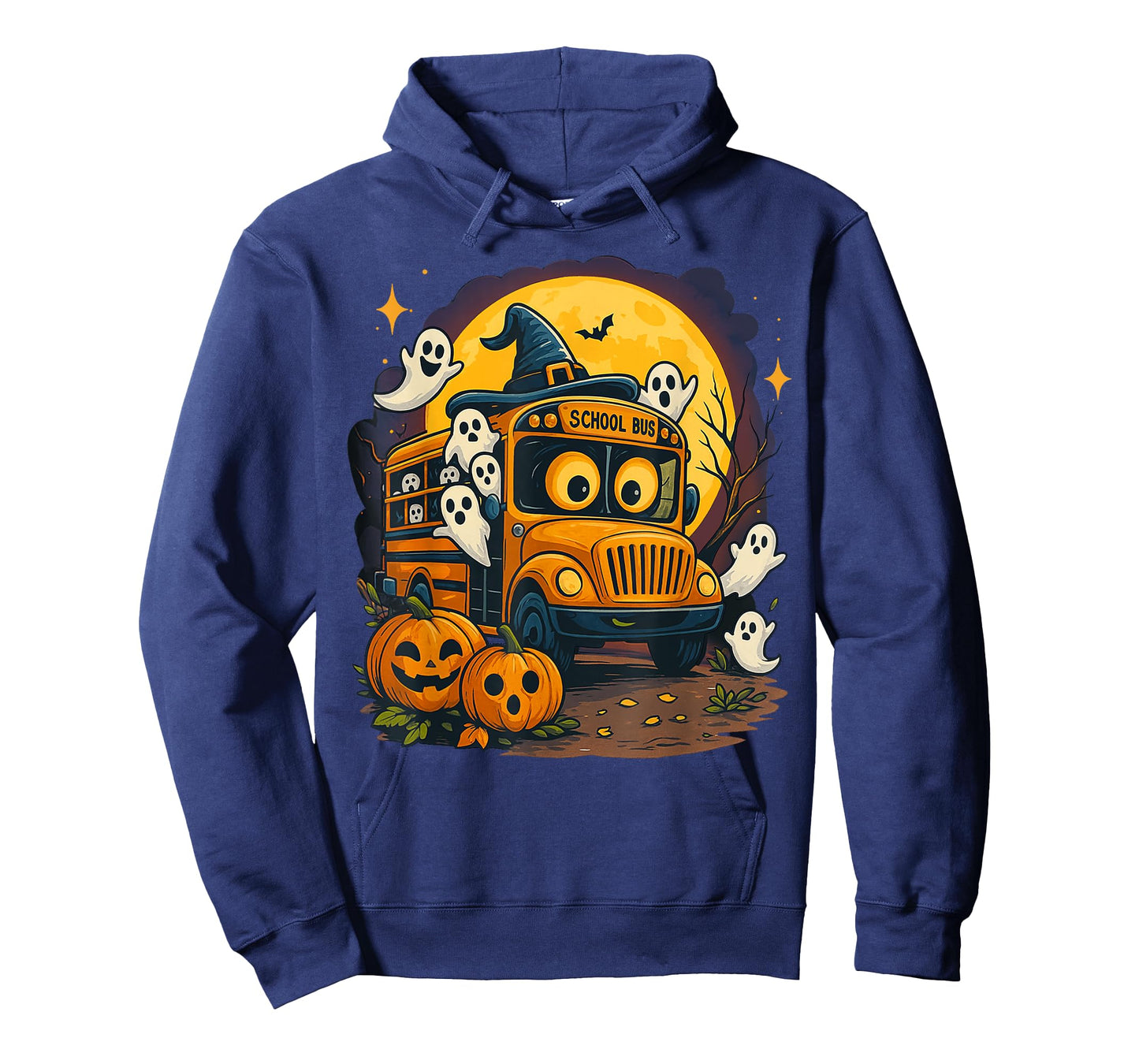 Halloween School Bus with Witch Hat and Pumpkins Spooky T-Shirt