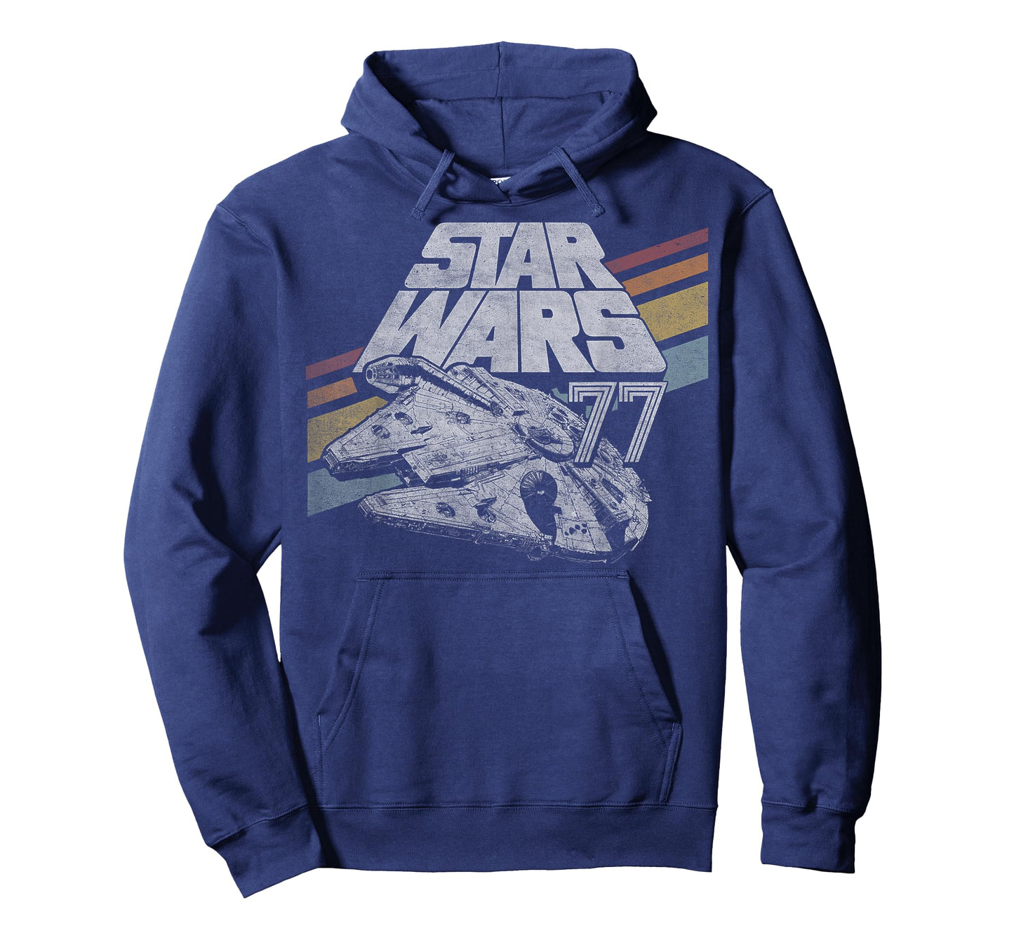 Star Wars Millennium Falcon 77 Retro Diagonal Stripe Disney+ T-Shirt