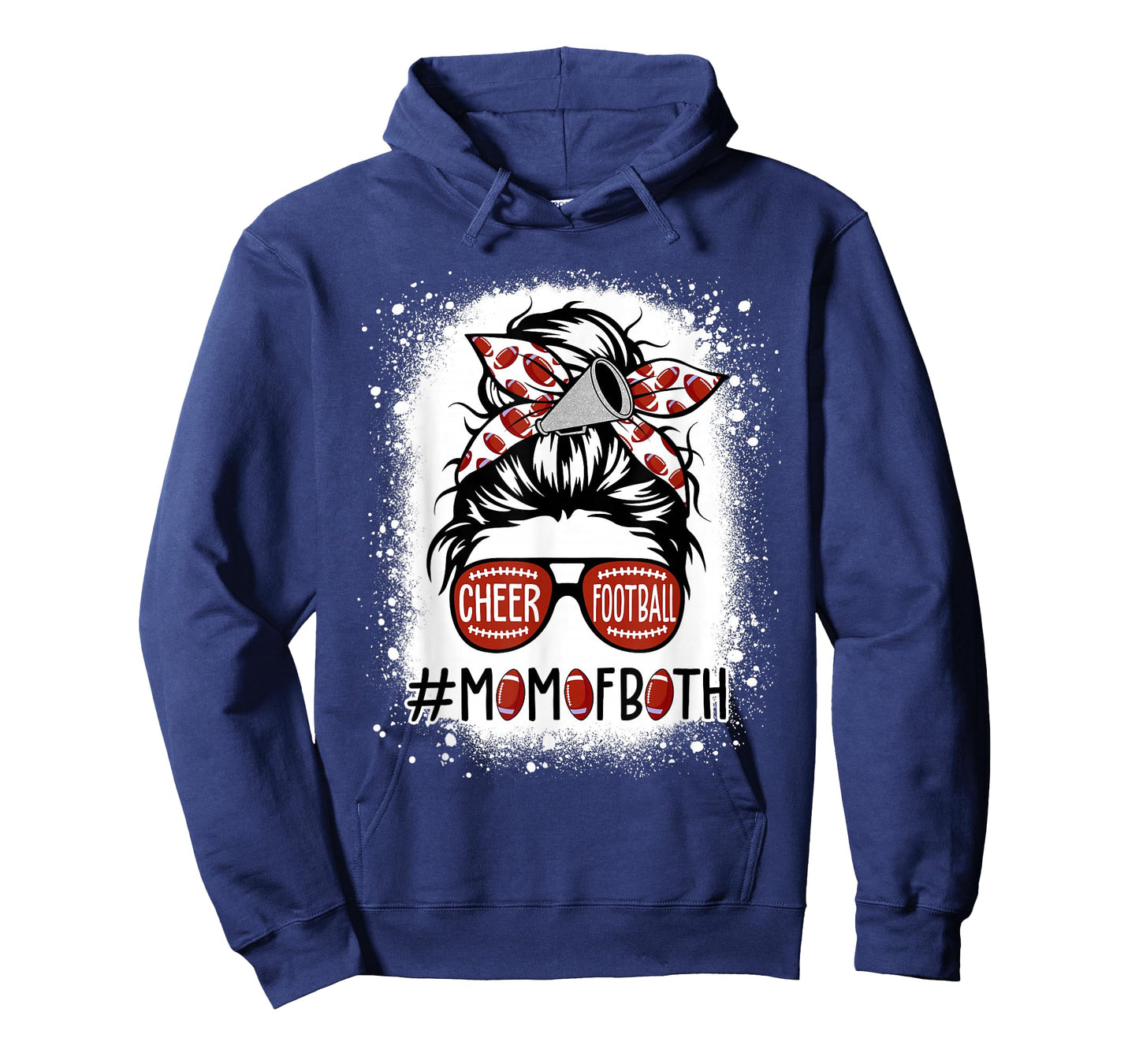 Cheer Football Cheerleading Mom Of Both Messy Hair Bun T-Shirt