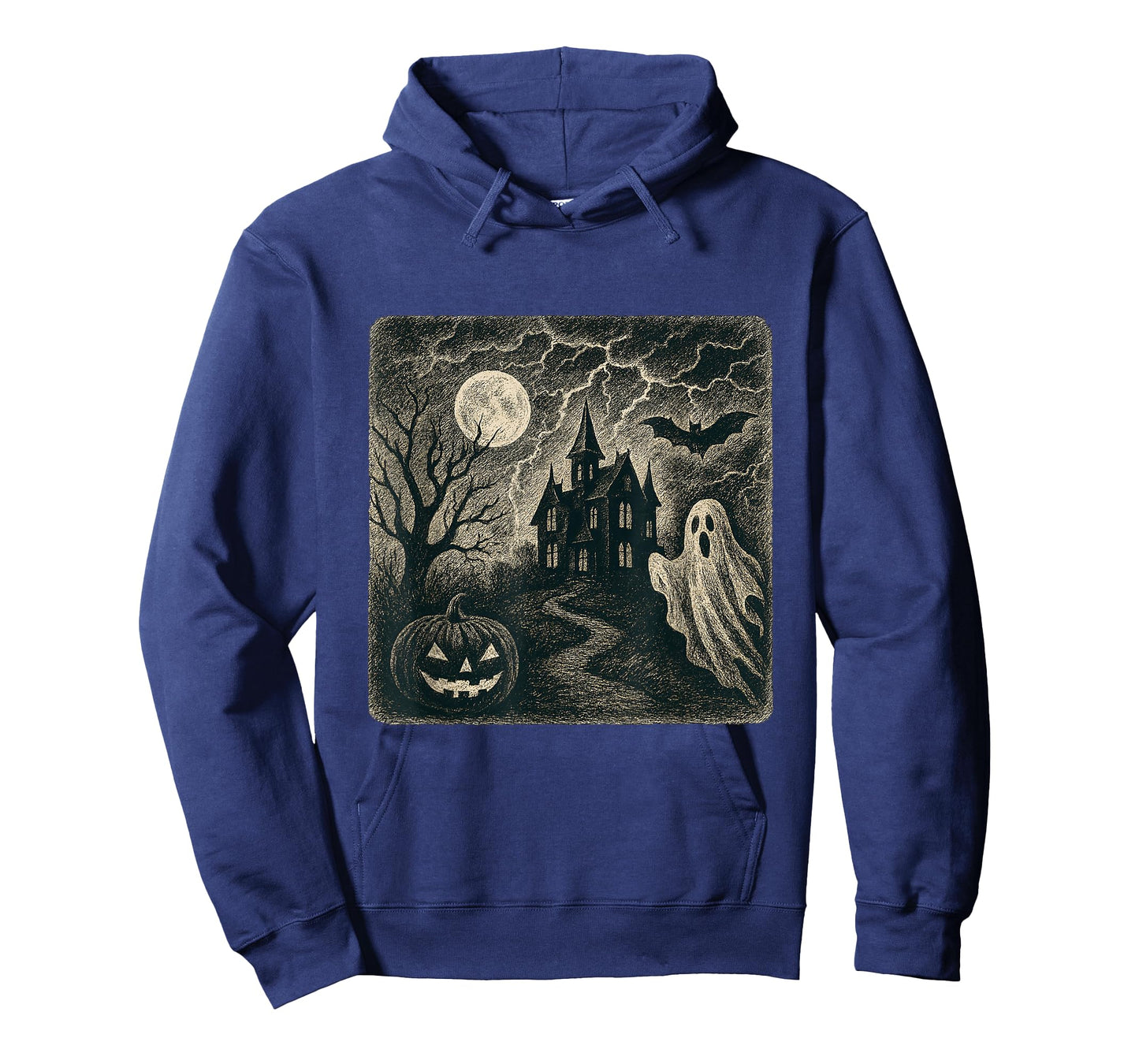 Haunted House Vintage Ghost Moon Halloween Scene T-Shirt