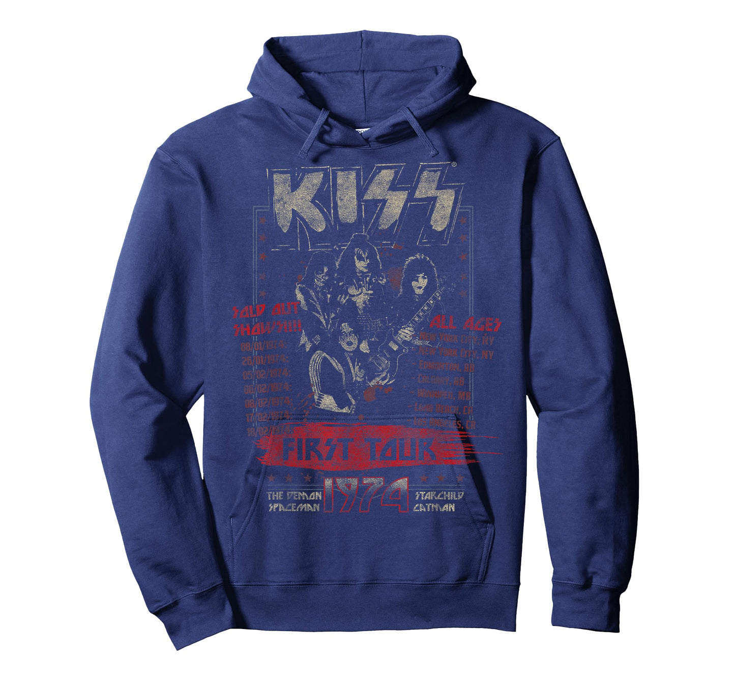 KISS Classic Fit First Tour T-Shirt - Black, Short Sleeve, Cotton & Polyester Blend