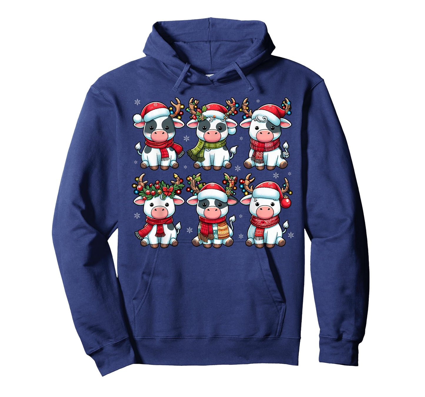 Cute Cow Santa Christmas Lights Funny Xmas Animal Lover T-Shirt