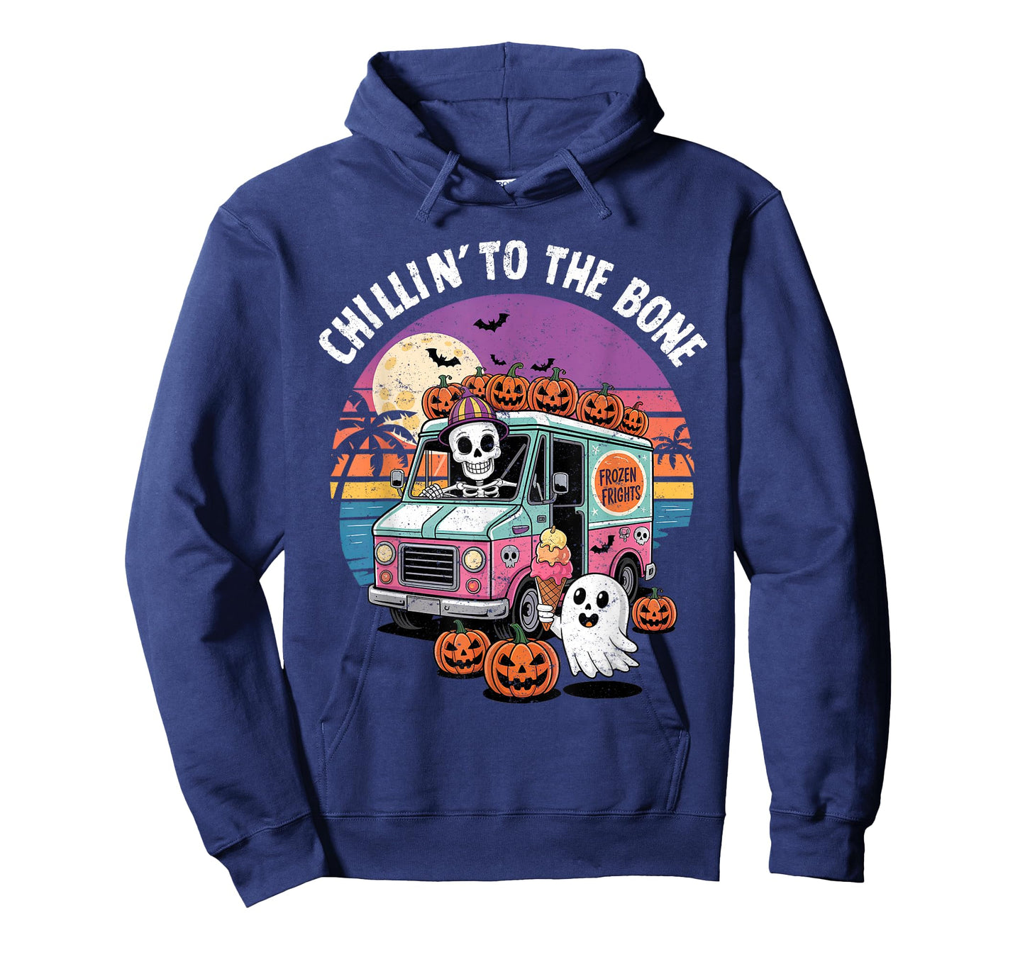 Funny Summerween Skeleton Ice Cream Truck Halloween Tee T-Shirt