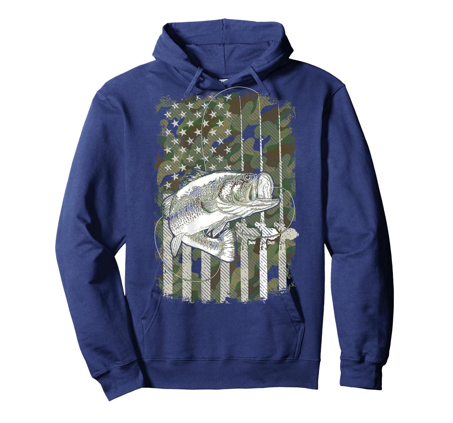 American Flag Camo Bass Fish Fishing (On Back) For Fisherman T-Shirt