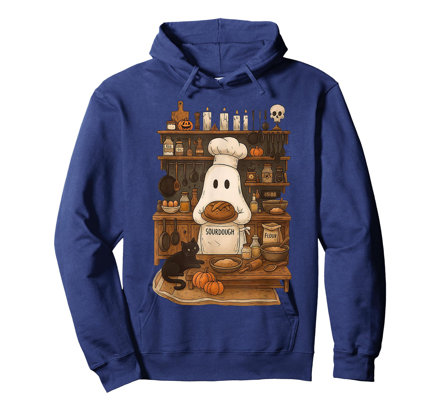 Retro Ghost Baking Sourdough Halloween Spooky Chef Baker T-Shirt