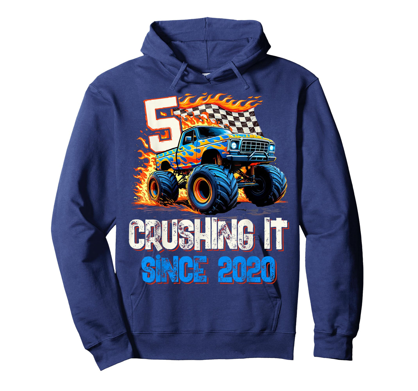 5 Crushing It Since 2020 5th Birthday Monster Truck T-Shirt