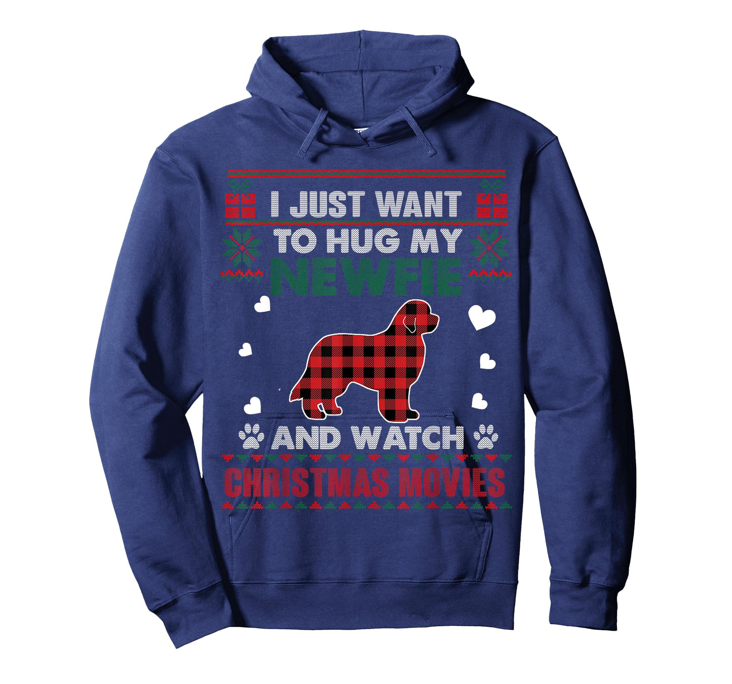 Newfie Dog Owner Christmas Movies Pajama Xmas Ugly Sweater T-Shirt for Men Women Kids