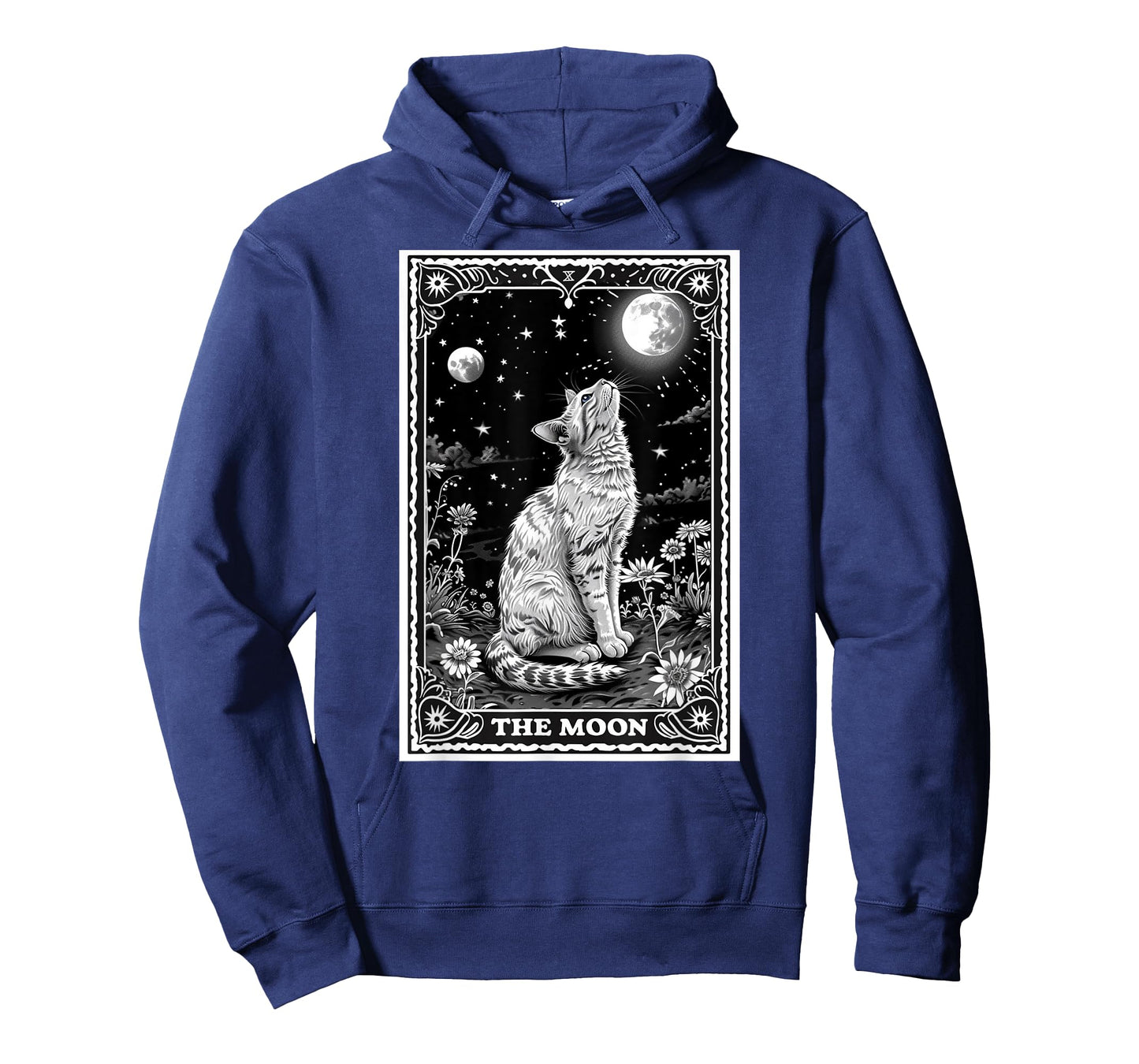 Cat Tarot Card Witchy Moon Hat Halloween Black Cats Zodiac Men Women Kids T-Shirt