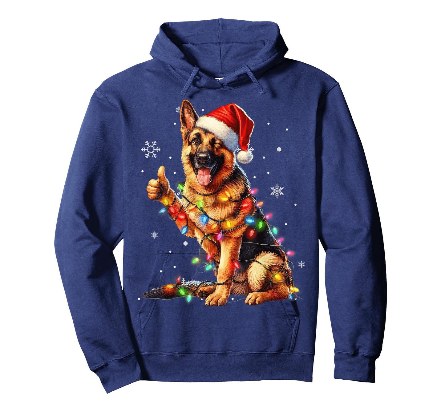 German Shepherd Santa Christmas Tree Lights, Ugly Pajamas T-Shirt
