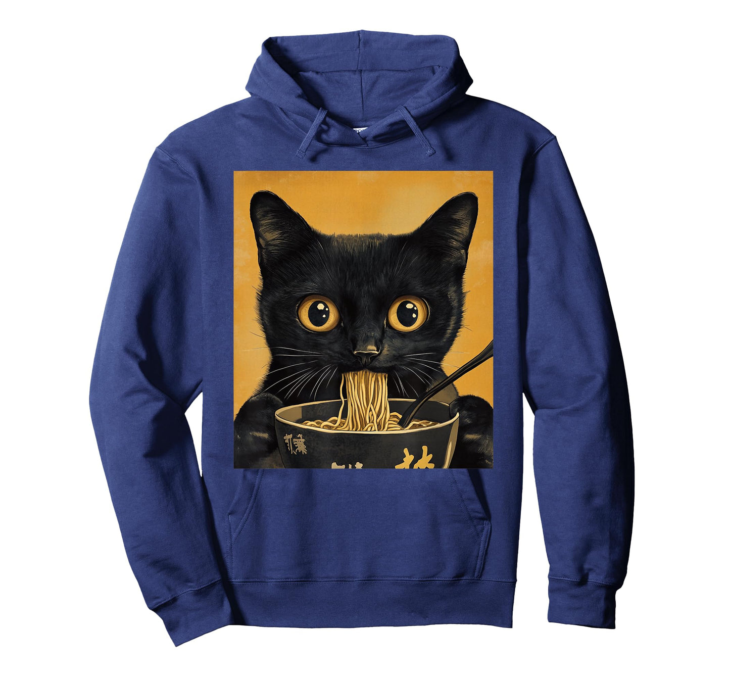 Funny Japanese Black Cat Eating Ramen Noodles T-Shirt