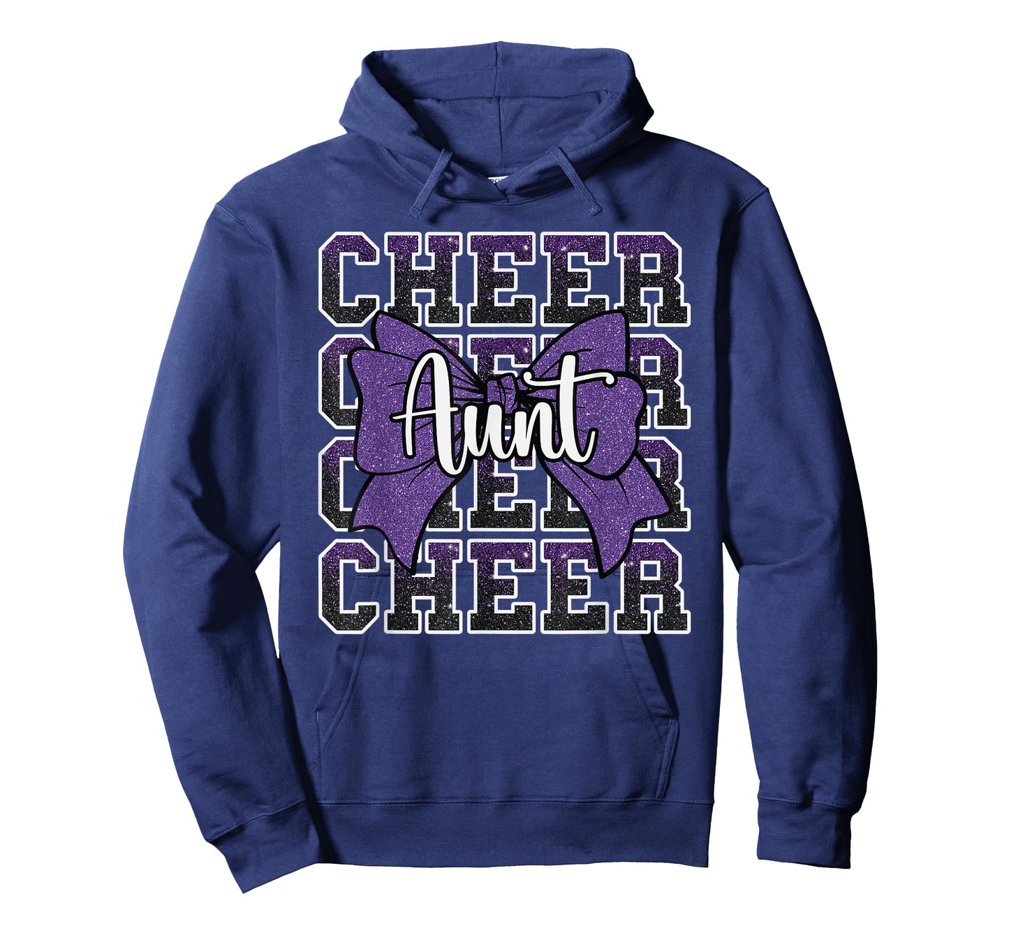 Cheer Aunt Auntie Bow Sport Cheerleader Cheerleading Purple T-Shirt