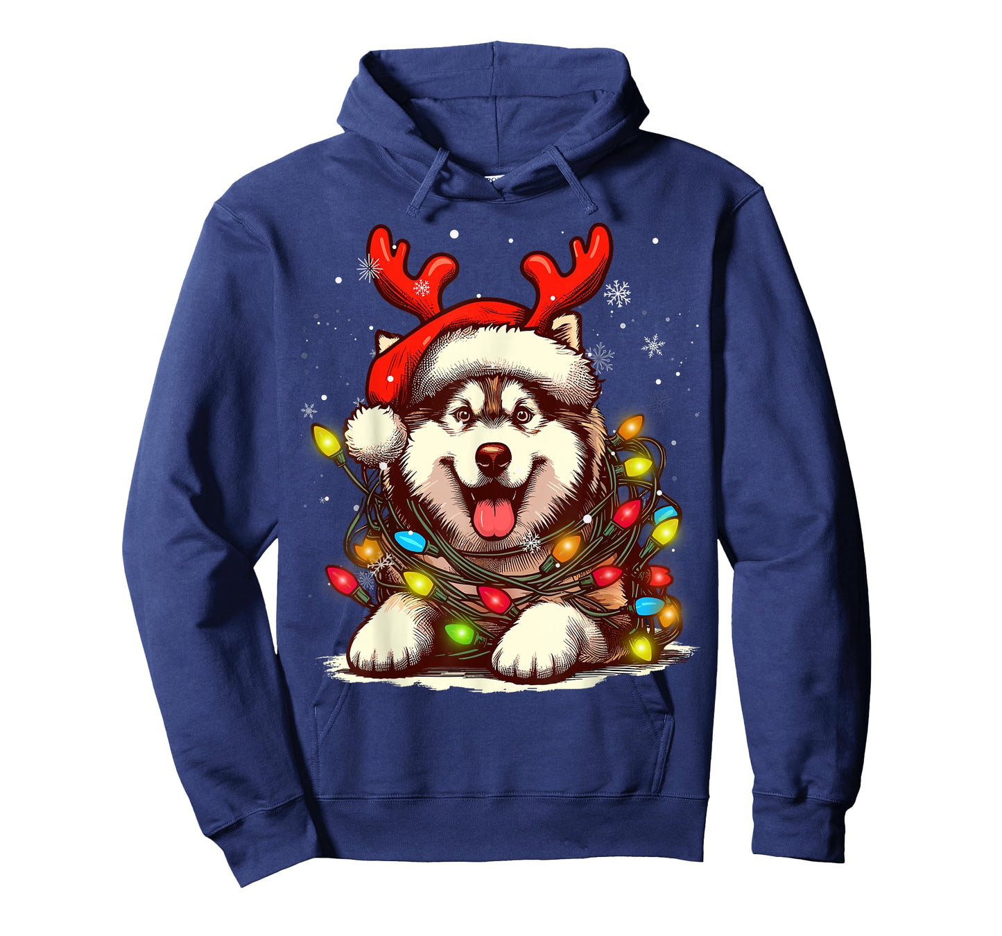 Siberian Husky Christmas Tree Lights Dog Santa Women Men Kid T-Shirt